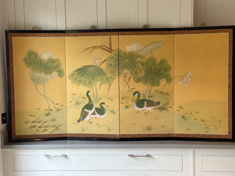 Early 20th Century Japanese Silk Screen