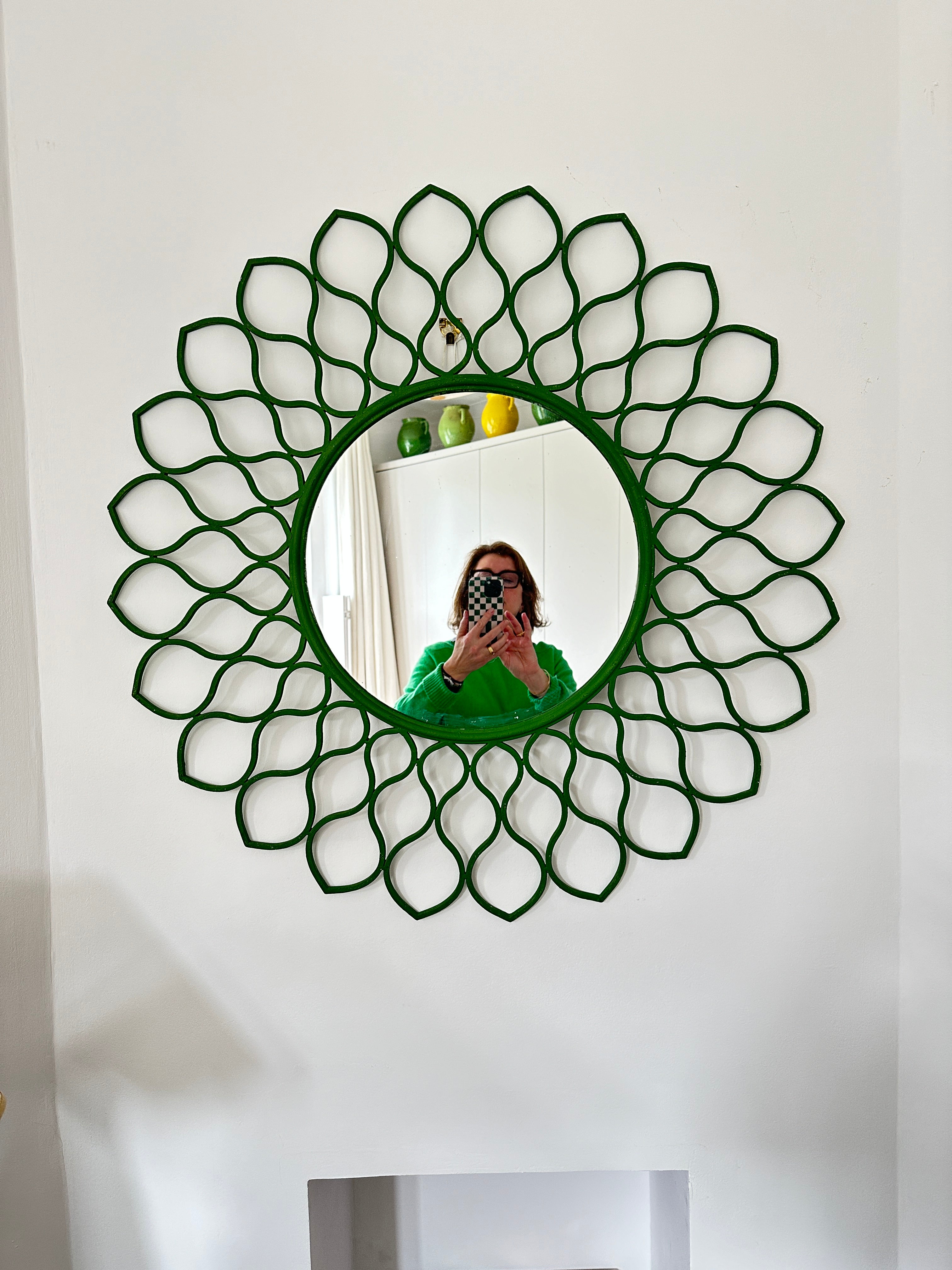 Green Painted Metal Mirror