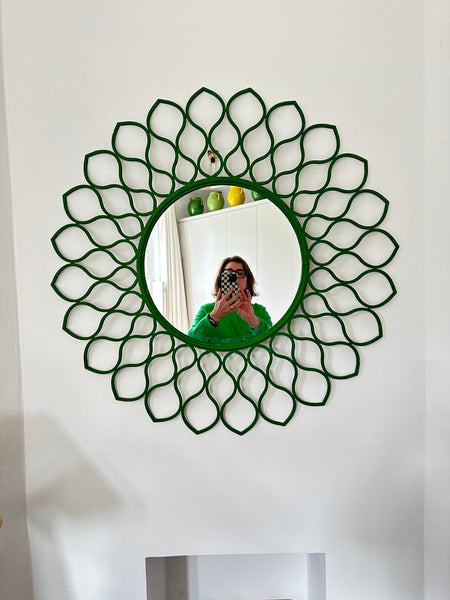 Reserved Green Painted Metal Mirror