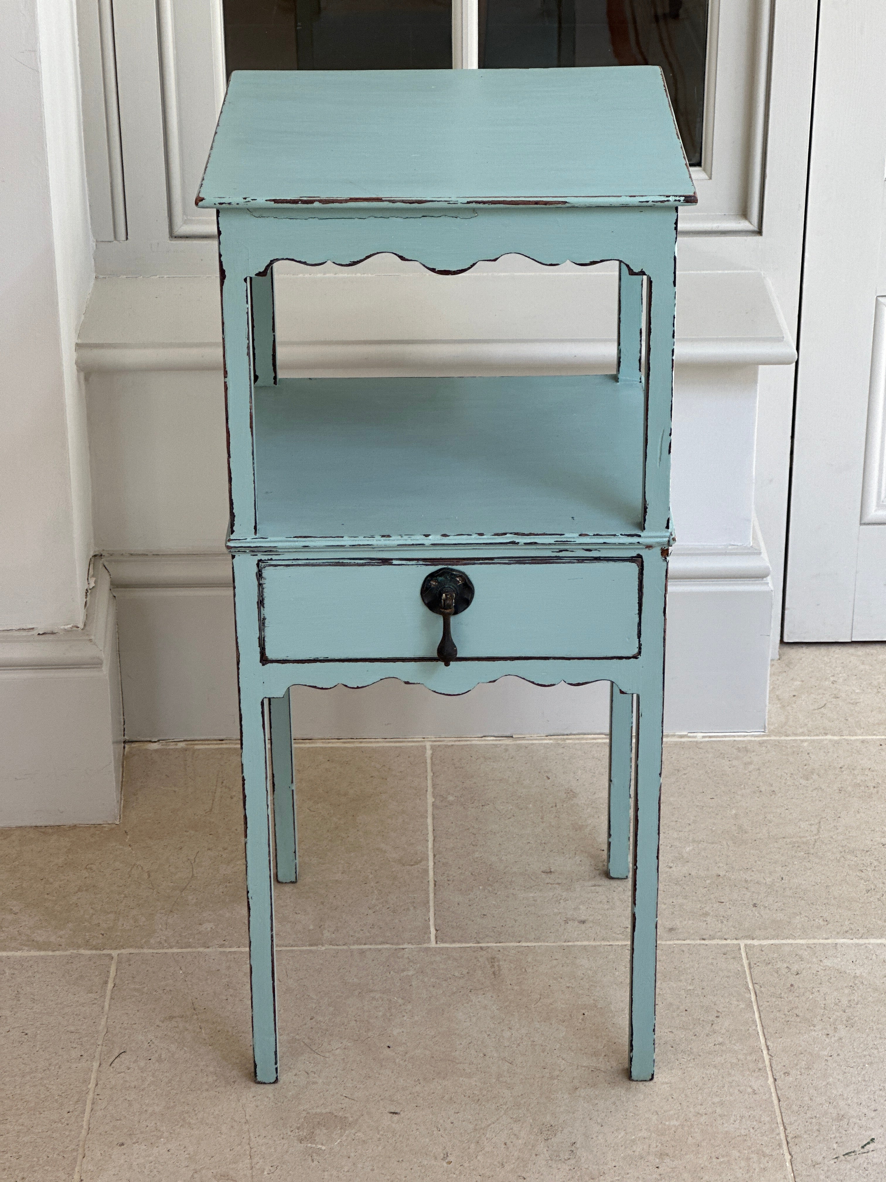 Painted Washstand with Drawer & Shelf