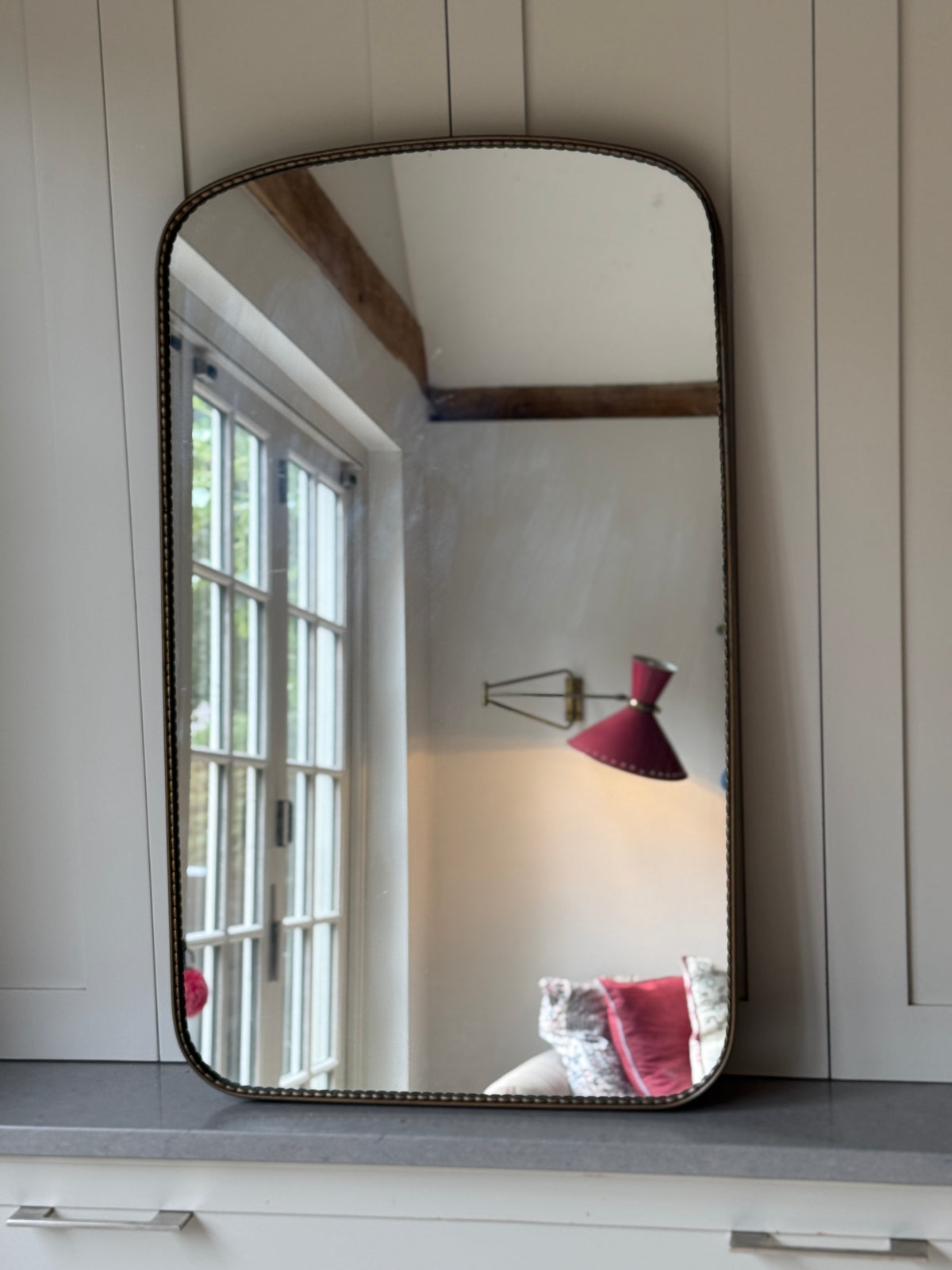 Italy Brass Shield Mirror with Rope Edge Border (90cm by 54cm)