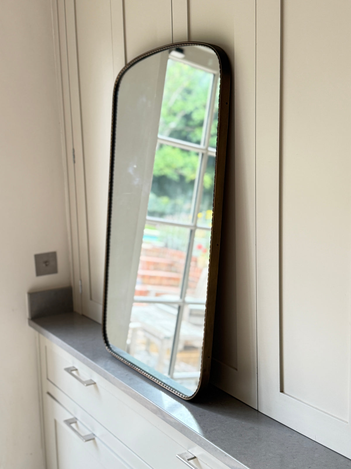 Italy Brass Shield Mirror with Rope Edge Border (90cm by 54cm)