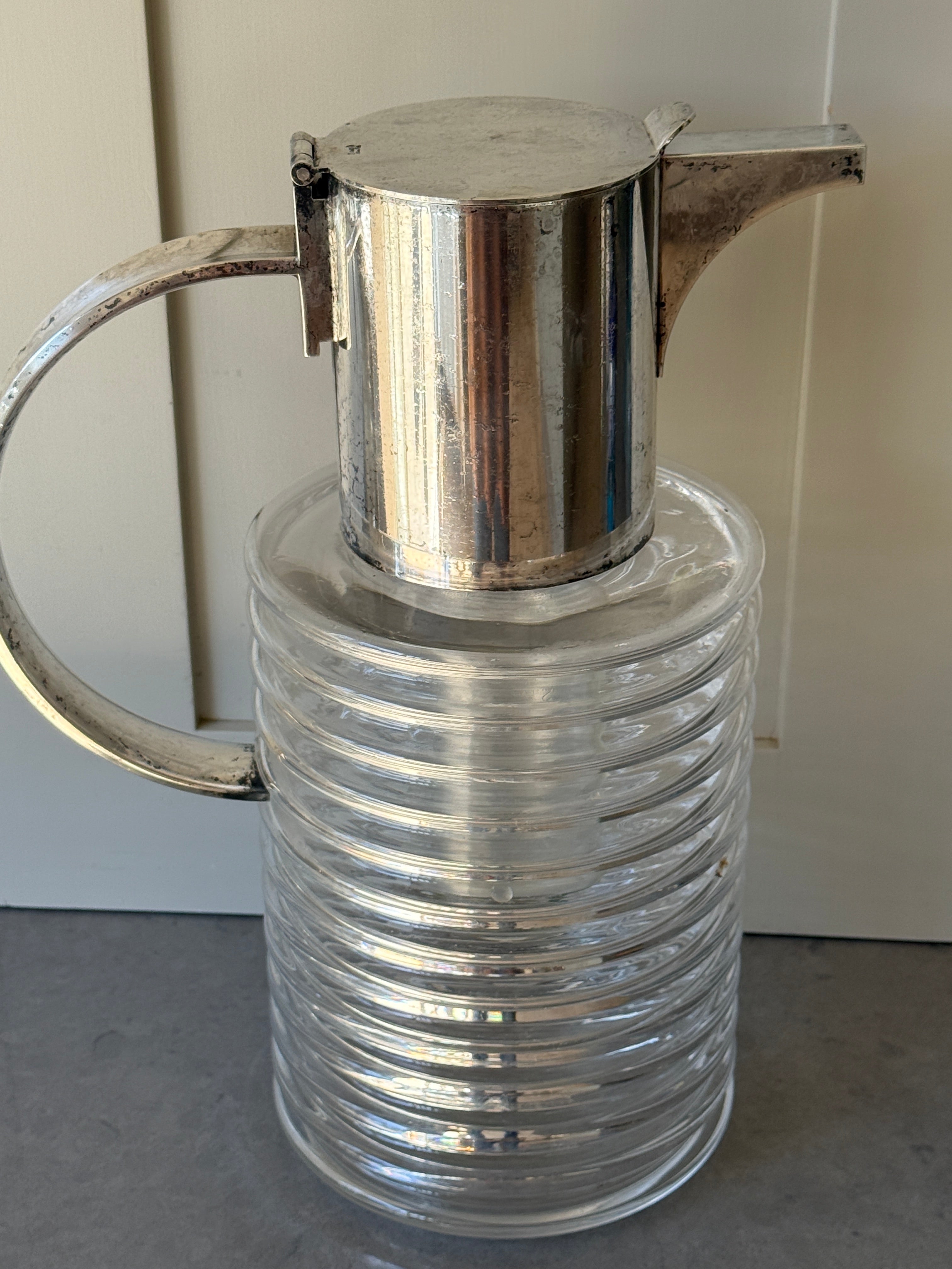 Silver Plated Glass Jug by Serge Asti for Arnolfo Di Cambio