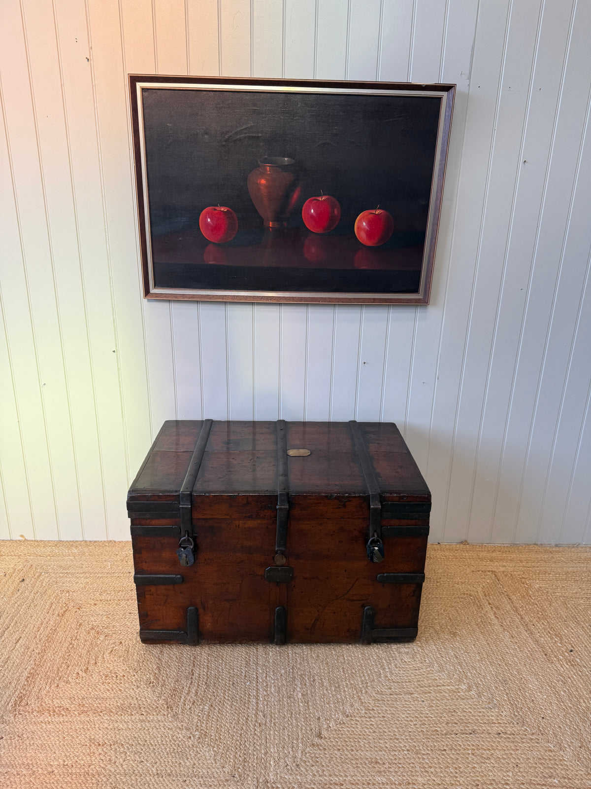 Early 19th Century Iron-Bound Strongbox, Engraved Brass Plaque for Commissary General Sir Randolph Isham Routh KCB
