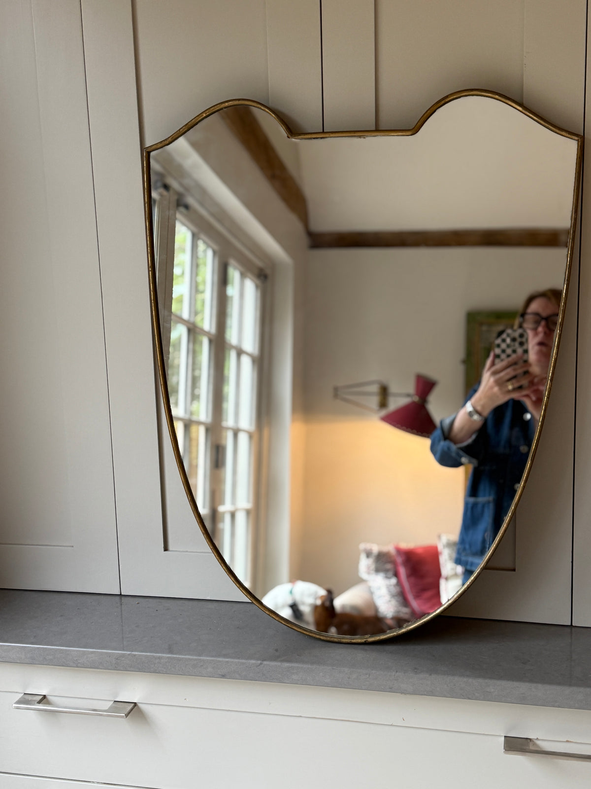 Italian Brass Shield Mirror (75x58cm)