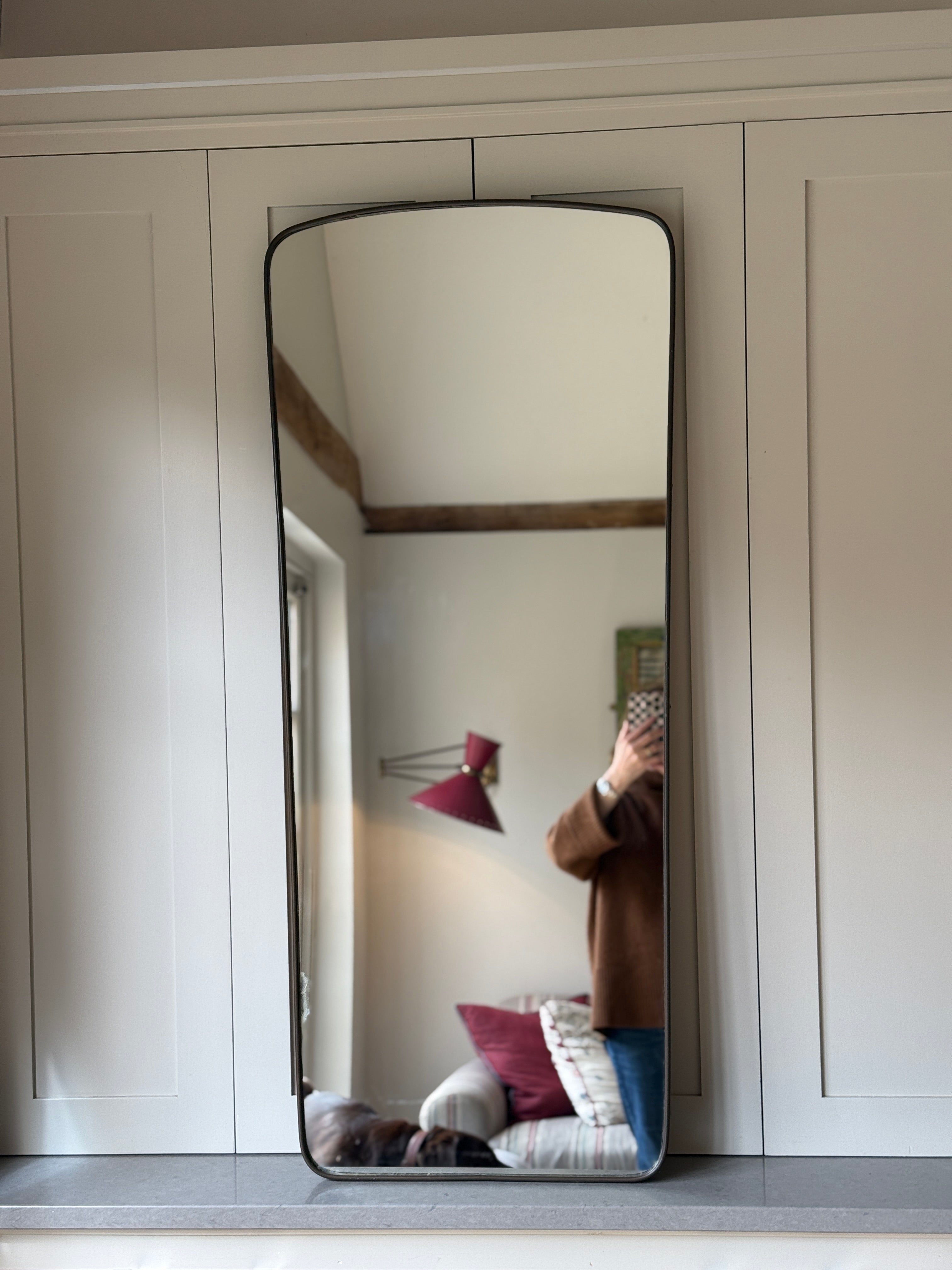 Tall Italian Brass Portrait Mirror