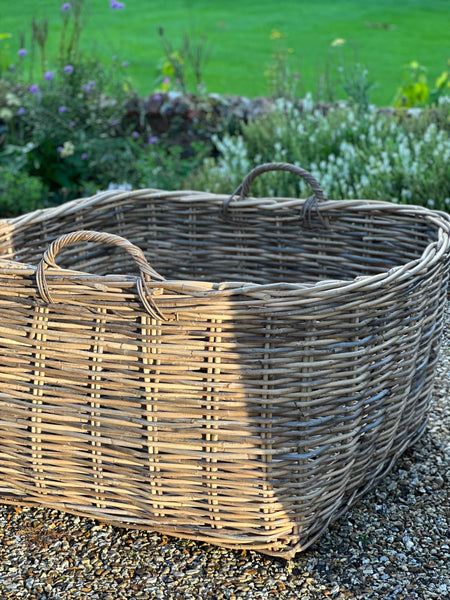 Extra Large Cane Log Basket with Handles