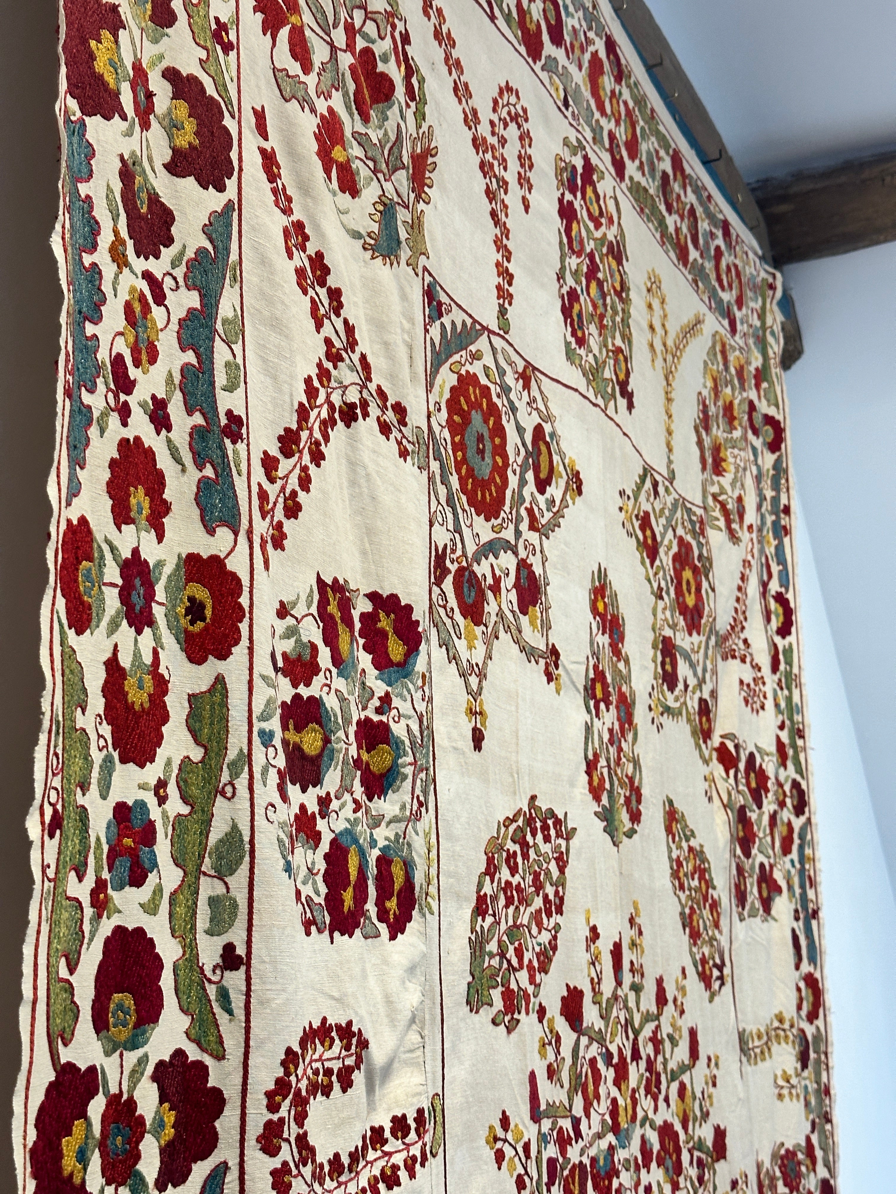 Large Antique Silk on Cotton Suzani