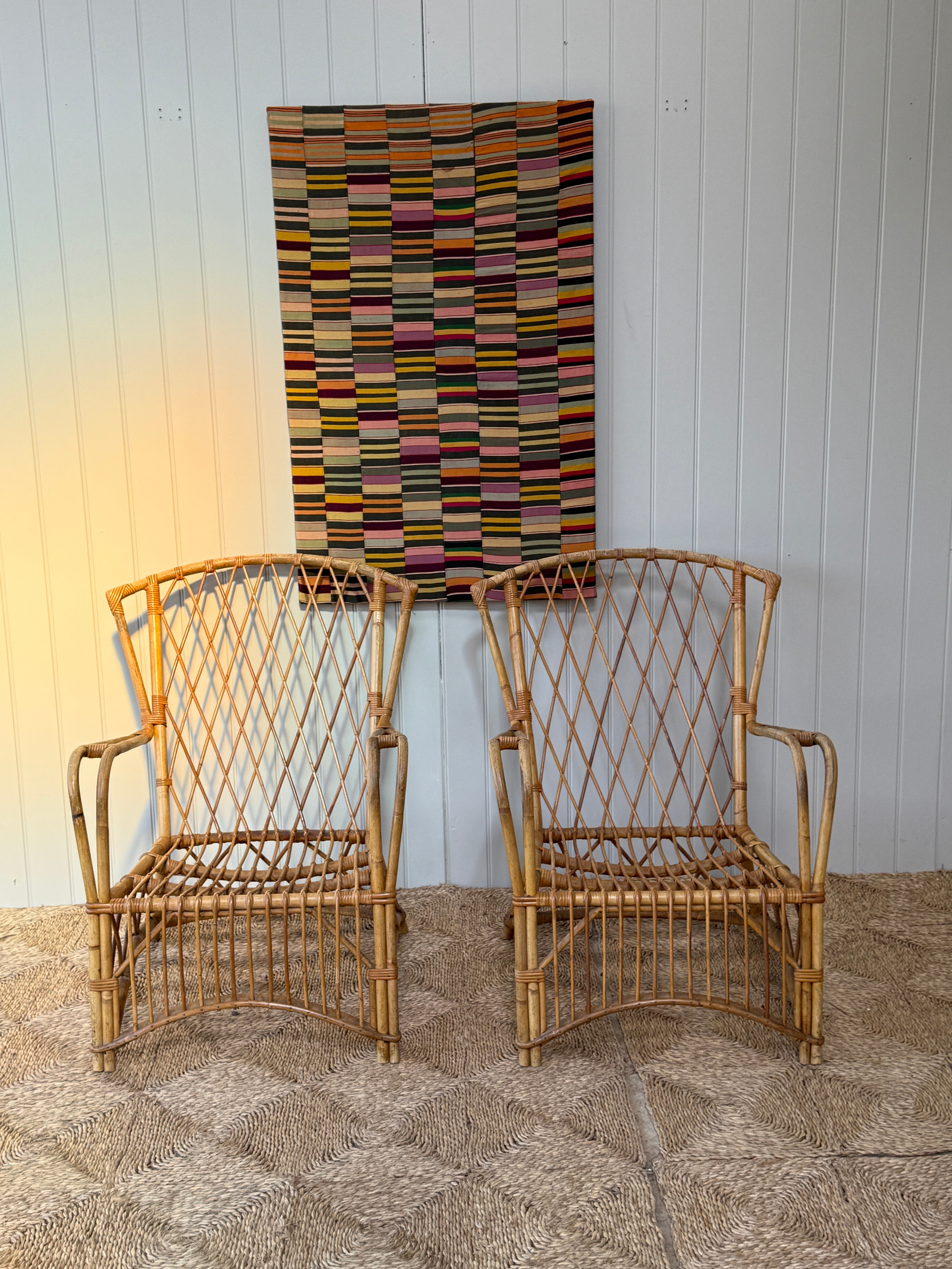 Pair of Mid Century French Cane Chairs