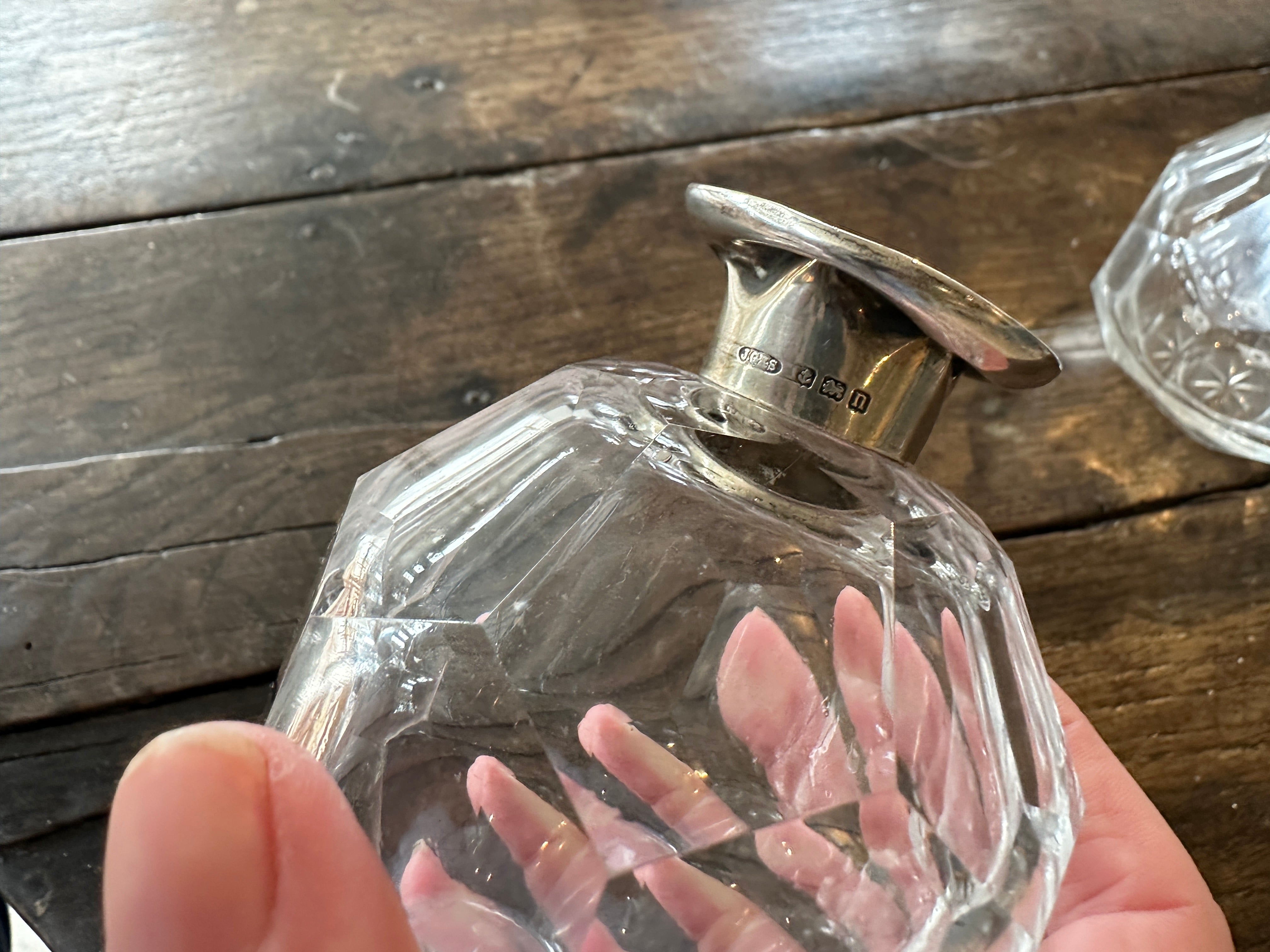 Pair of Cut Glass and Silver Scent Bottles