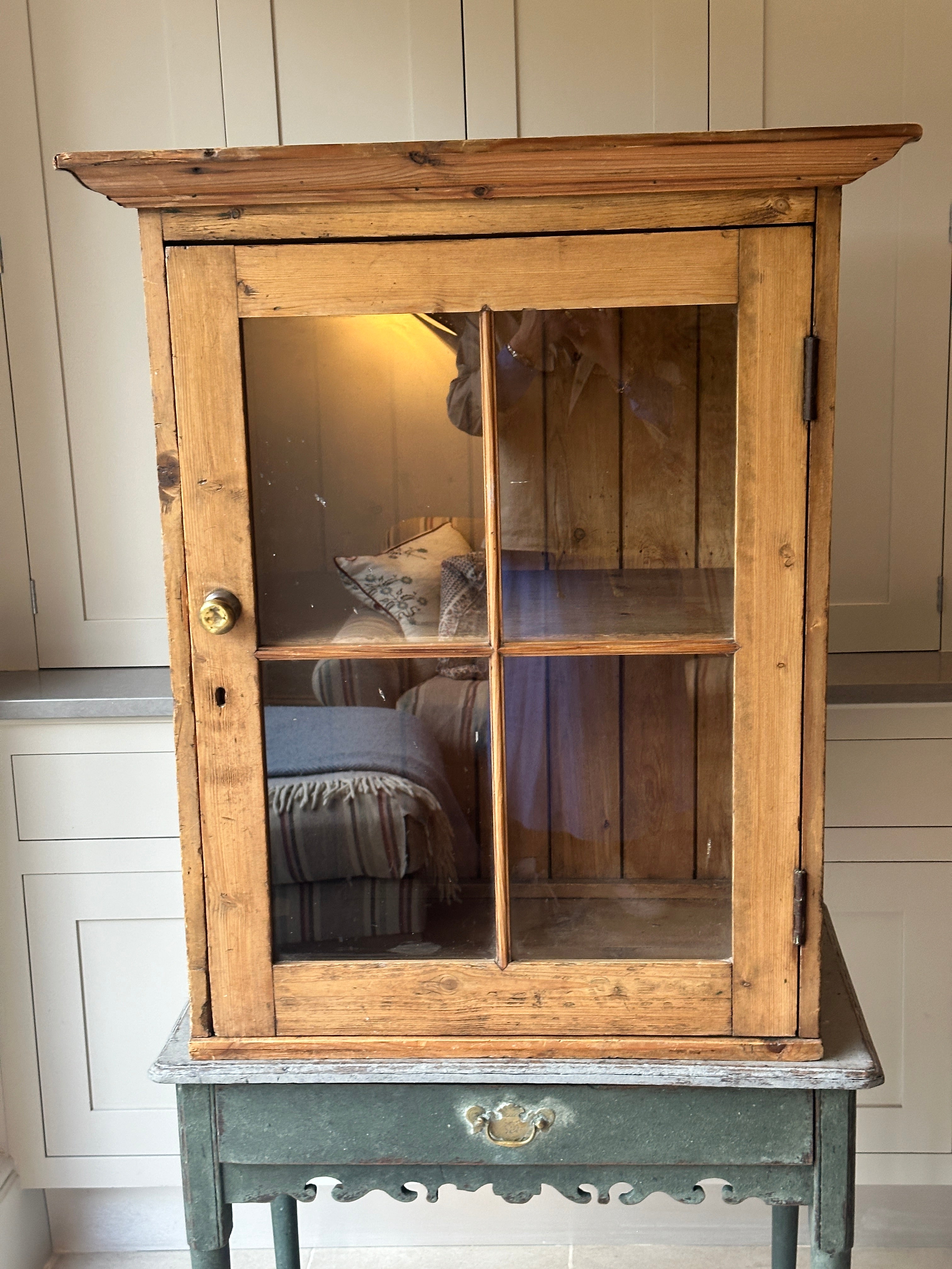 Victorian Pine Glazed Cupboard