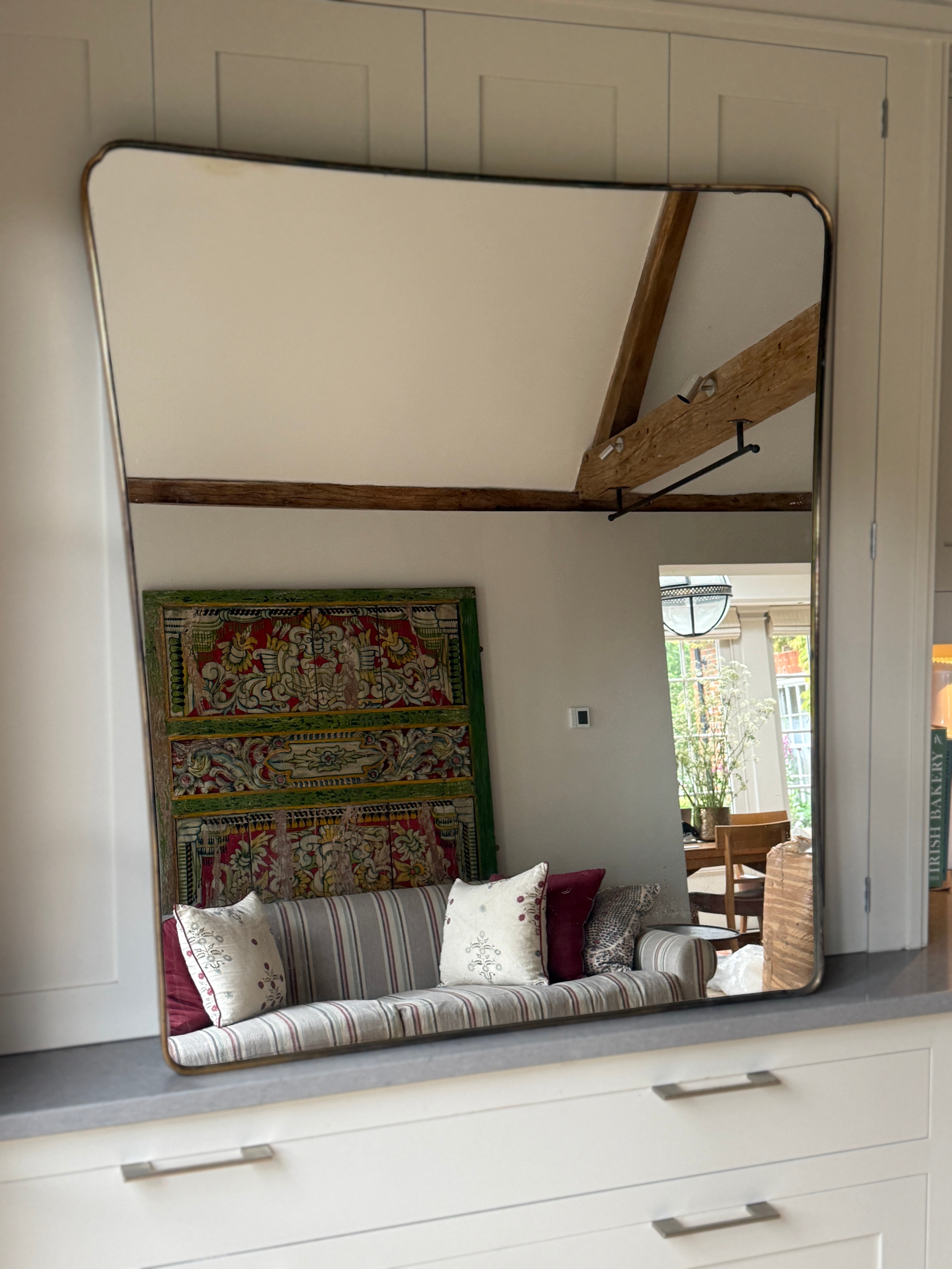 Very Large Italian Brass Shield Mirror (110 x 99.5cm)