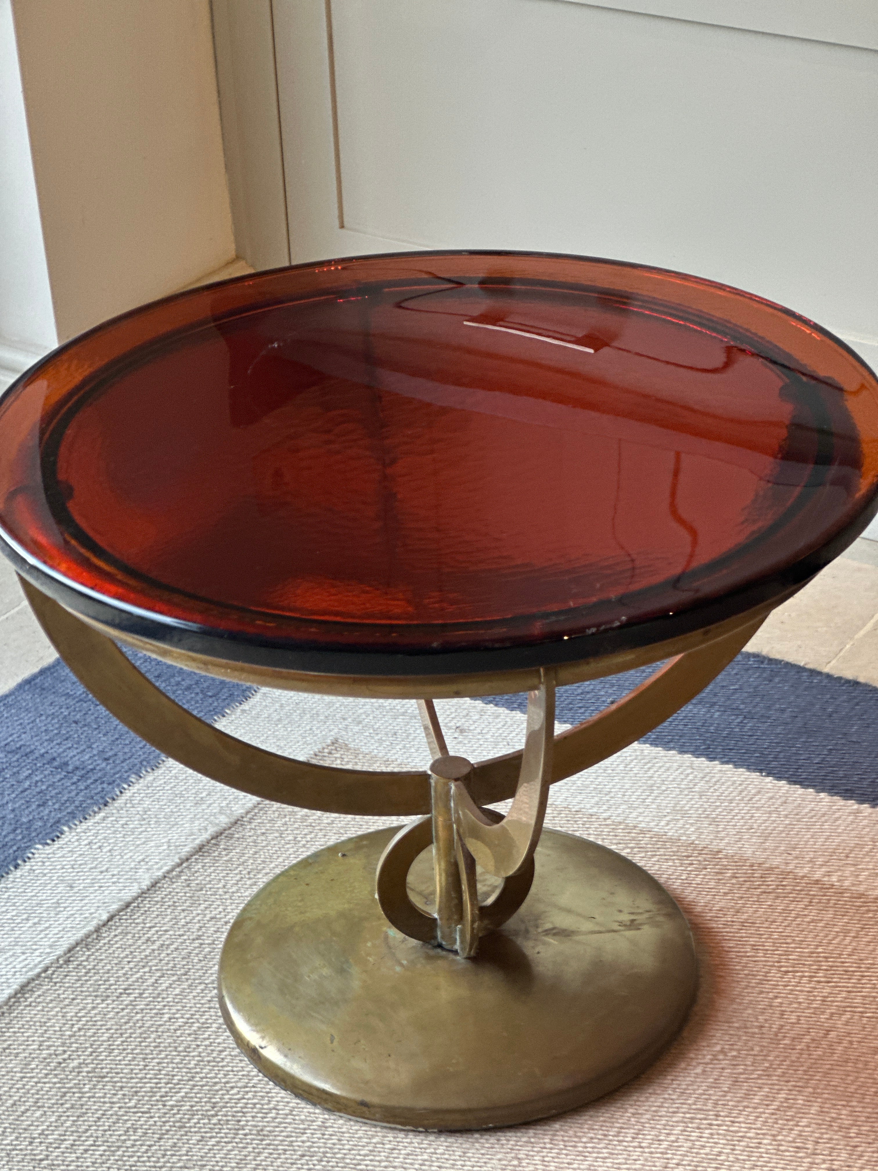 Amazing 50s Italian Glass and Brass Table