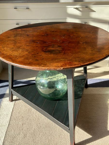 Large Painted Pine Cricket Table with A Stunning Mahogany Top