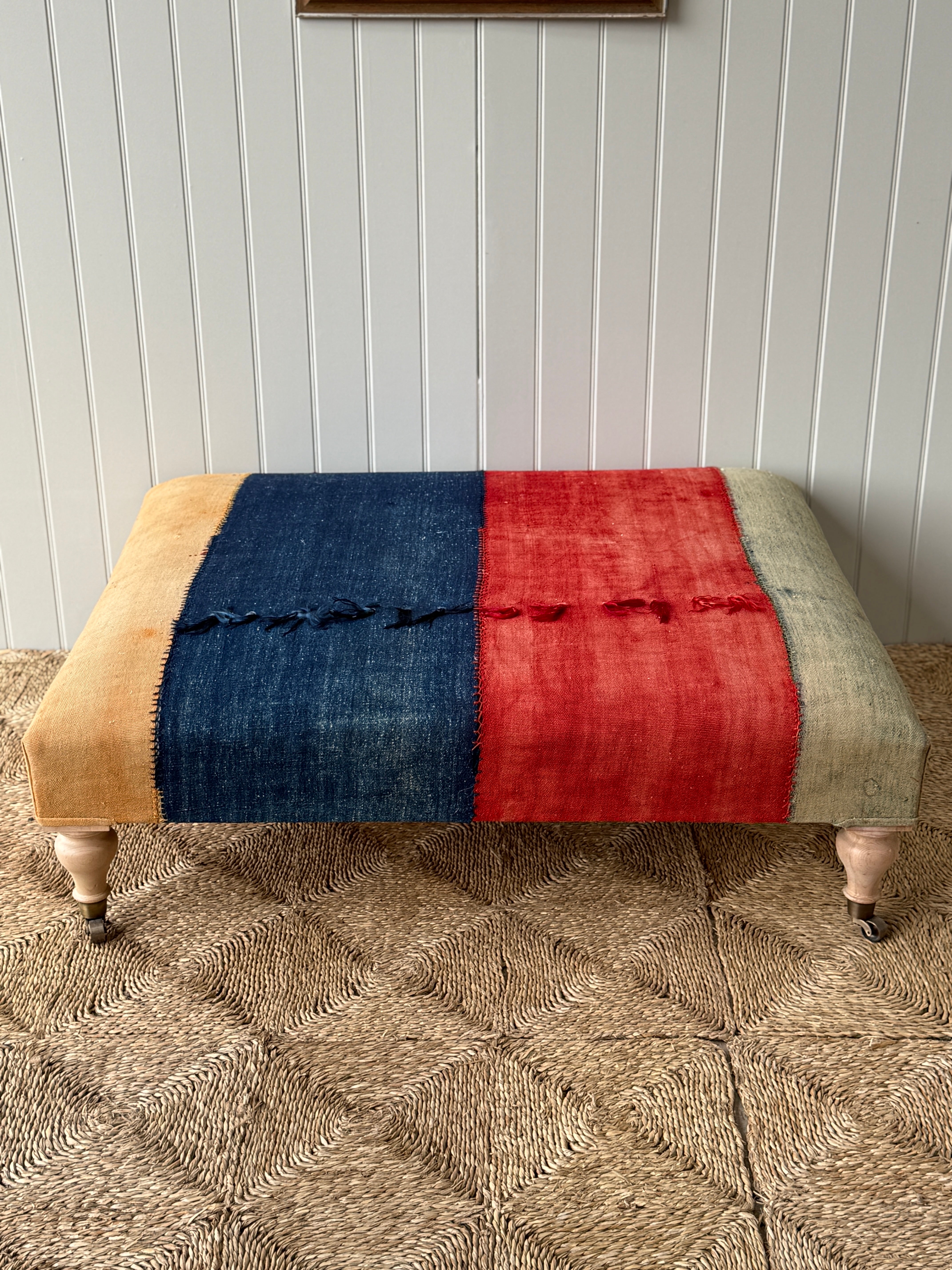 Large Ottoman in Antique Anatolian Perde Textile