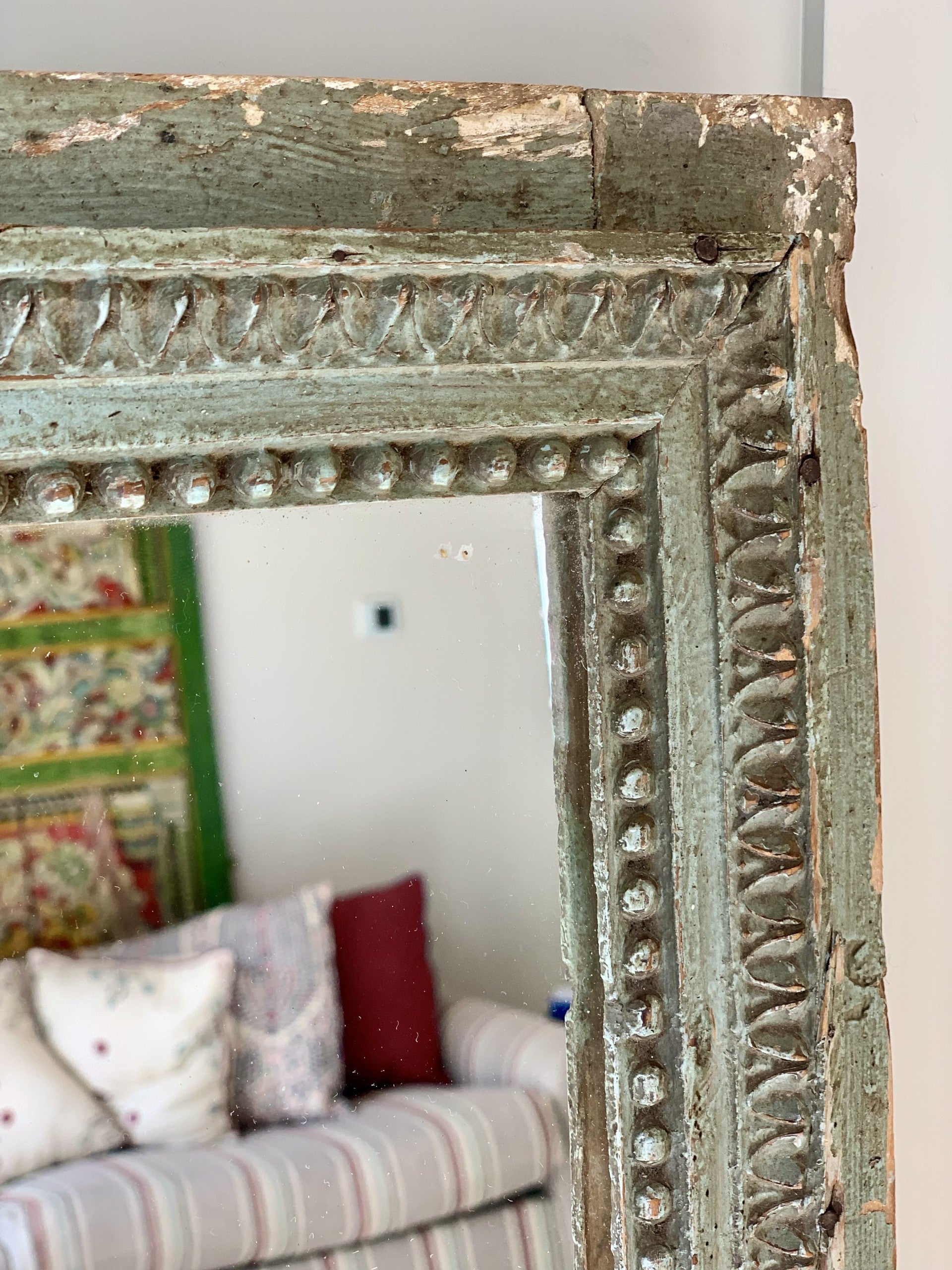 Antique French Pale Green Mirror