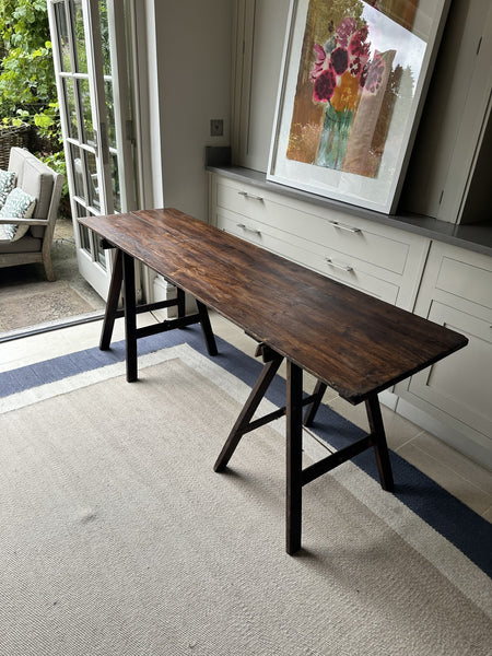 Dark Wood Trestle Table