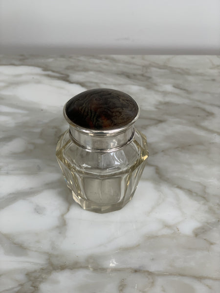 Small Glass, Silver & Tortoise Shell Top pot