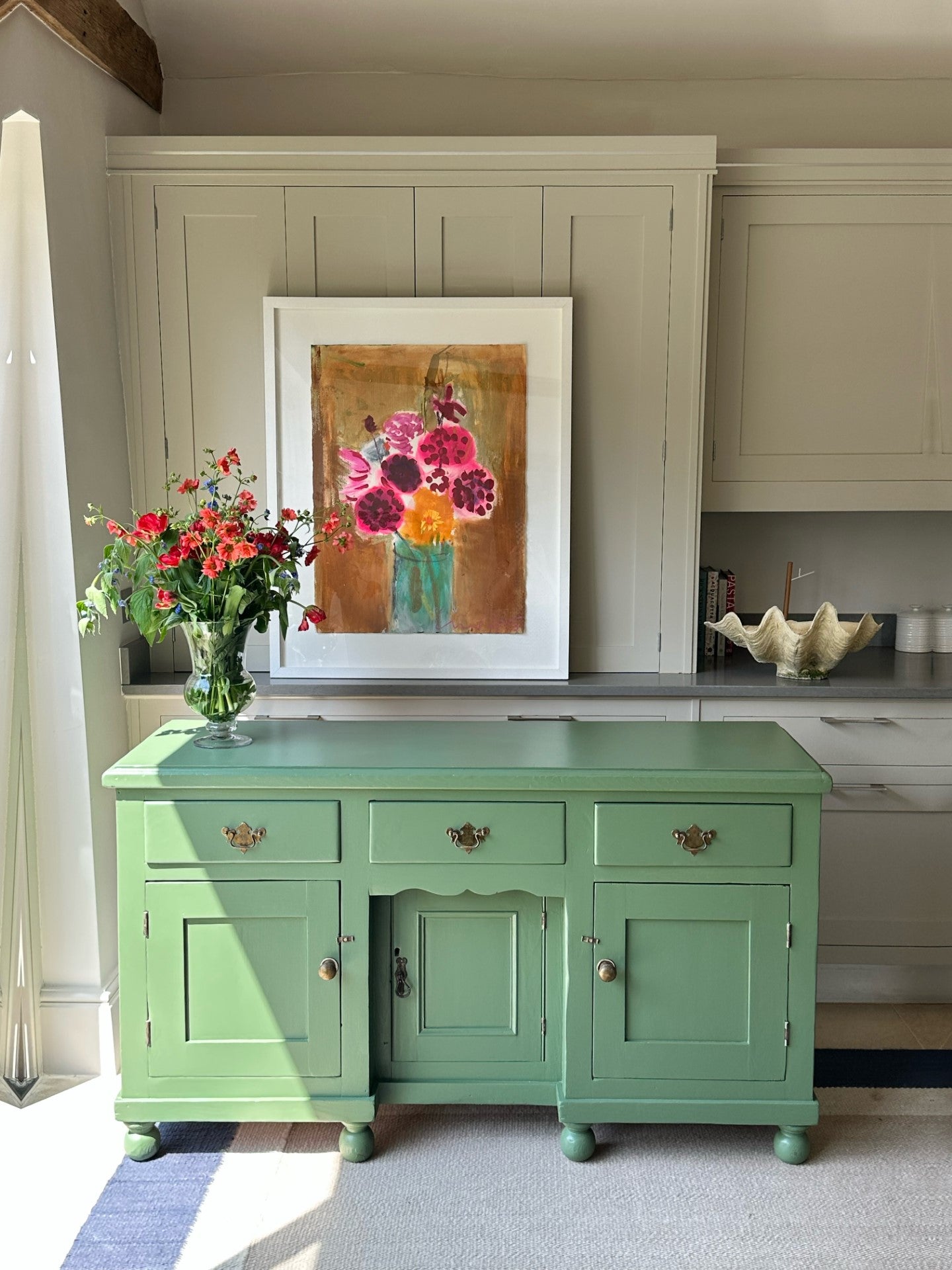 Painted Pine Dresser In Calke Green