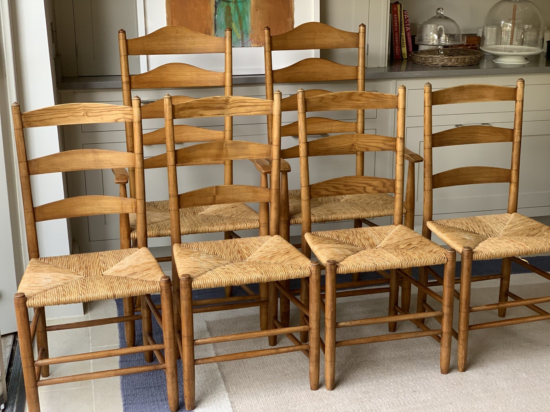 An Amazing Set of 6 Ernest Gimson Cotswold School Ladder Back Chairs