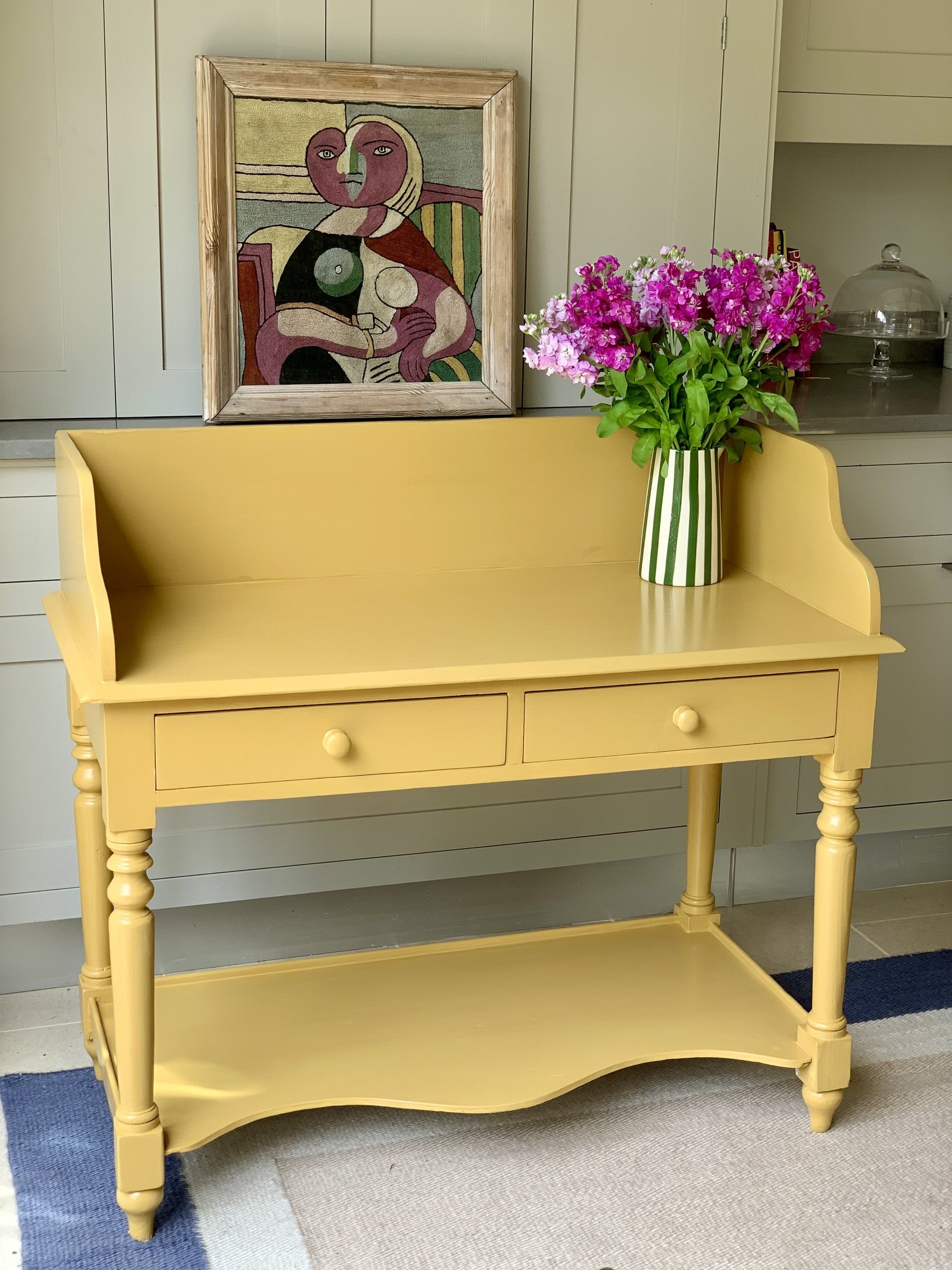 Large Vintage Pine Washstand Painted in FB India Yellow