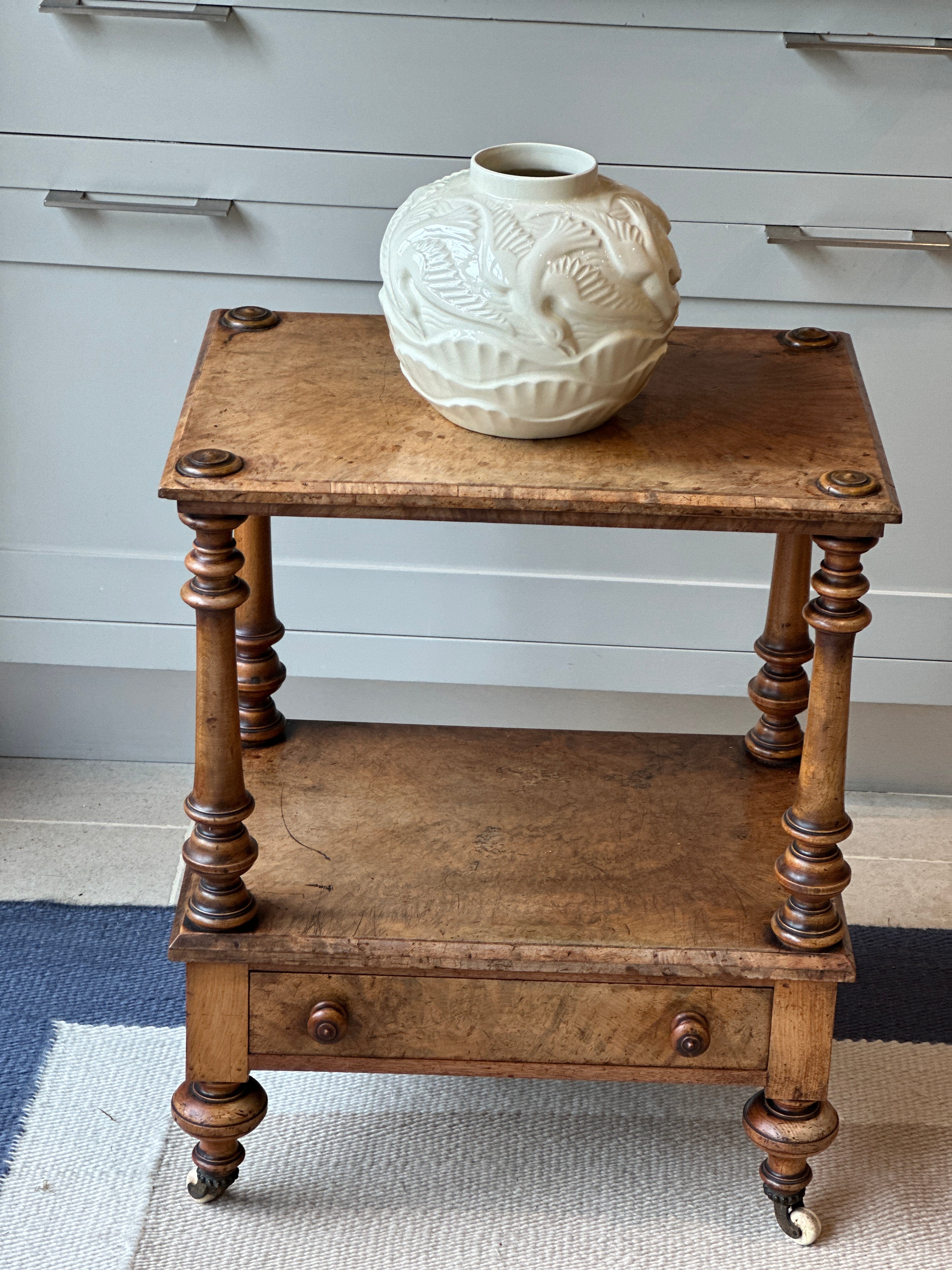 Charming Faded Walnut Side Table