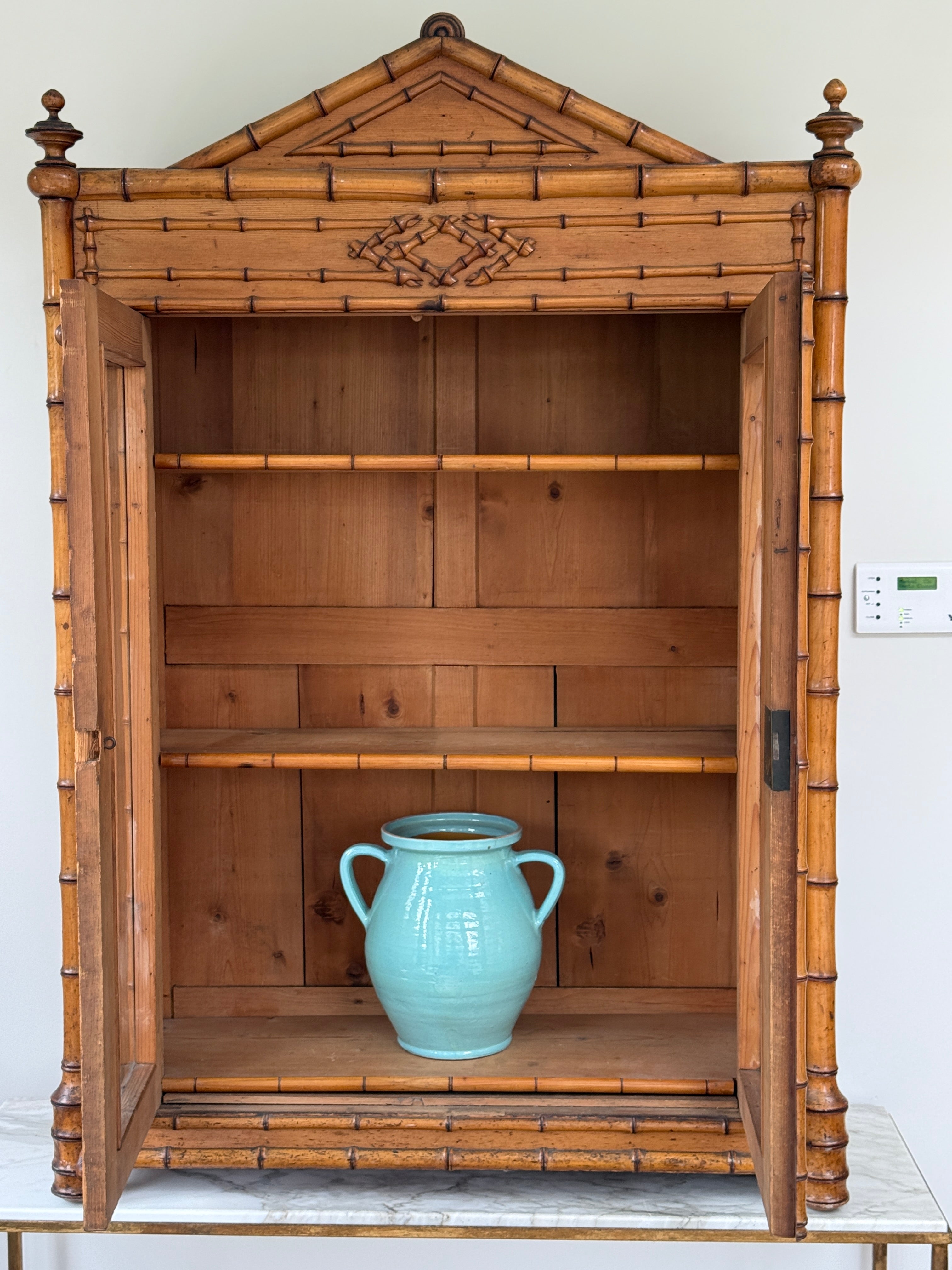 French Faux Bamboo Glazed Cabinet