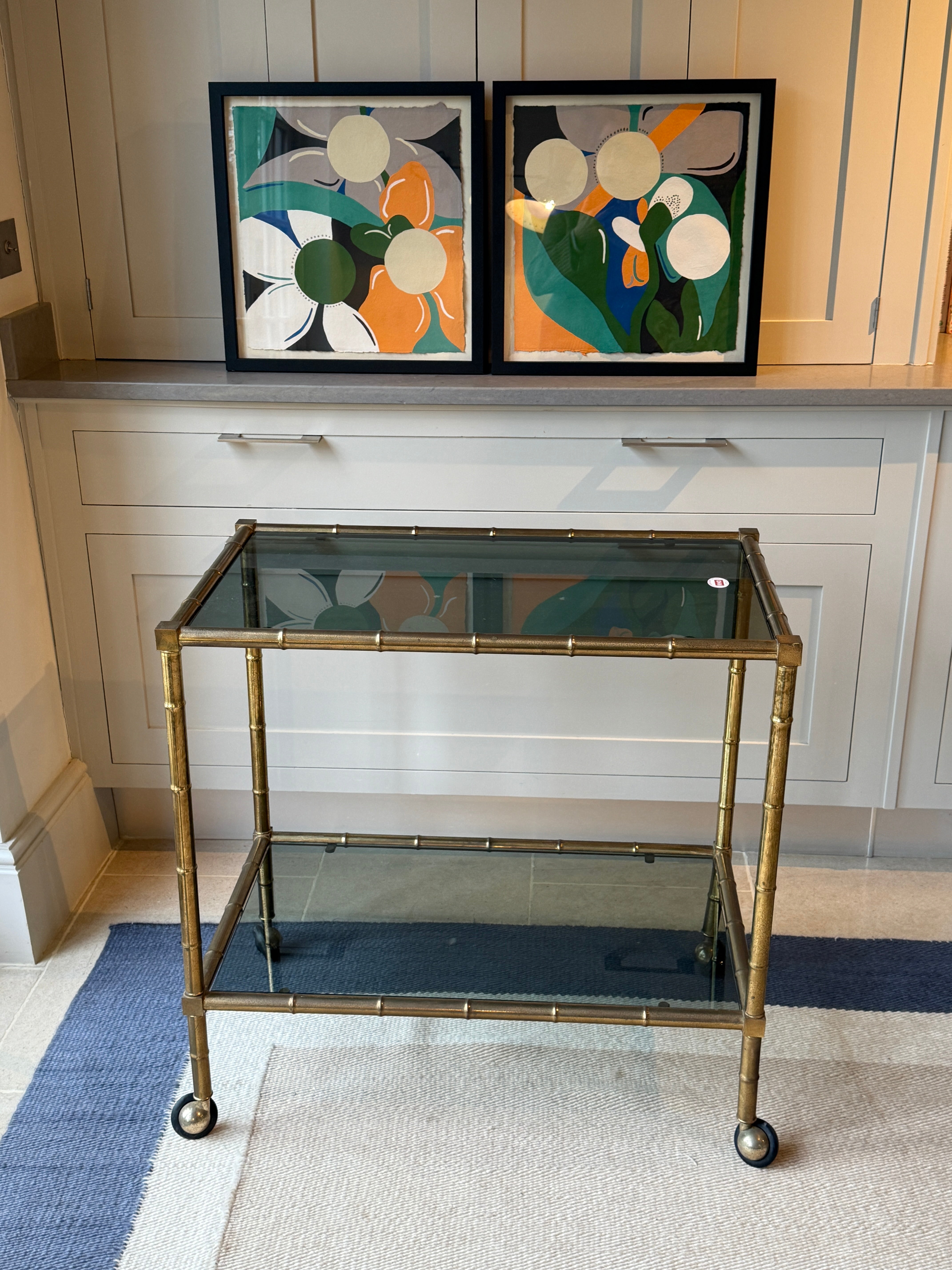 Italian Brass Faux Bamboo Drinks Trolley