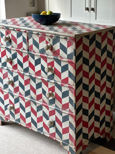 Old Chest of Drawers with Modern Chevron Pain Finish