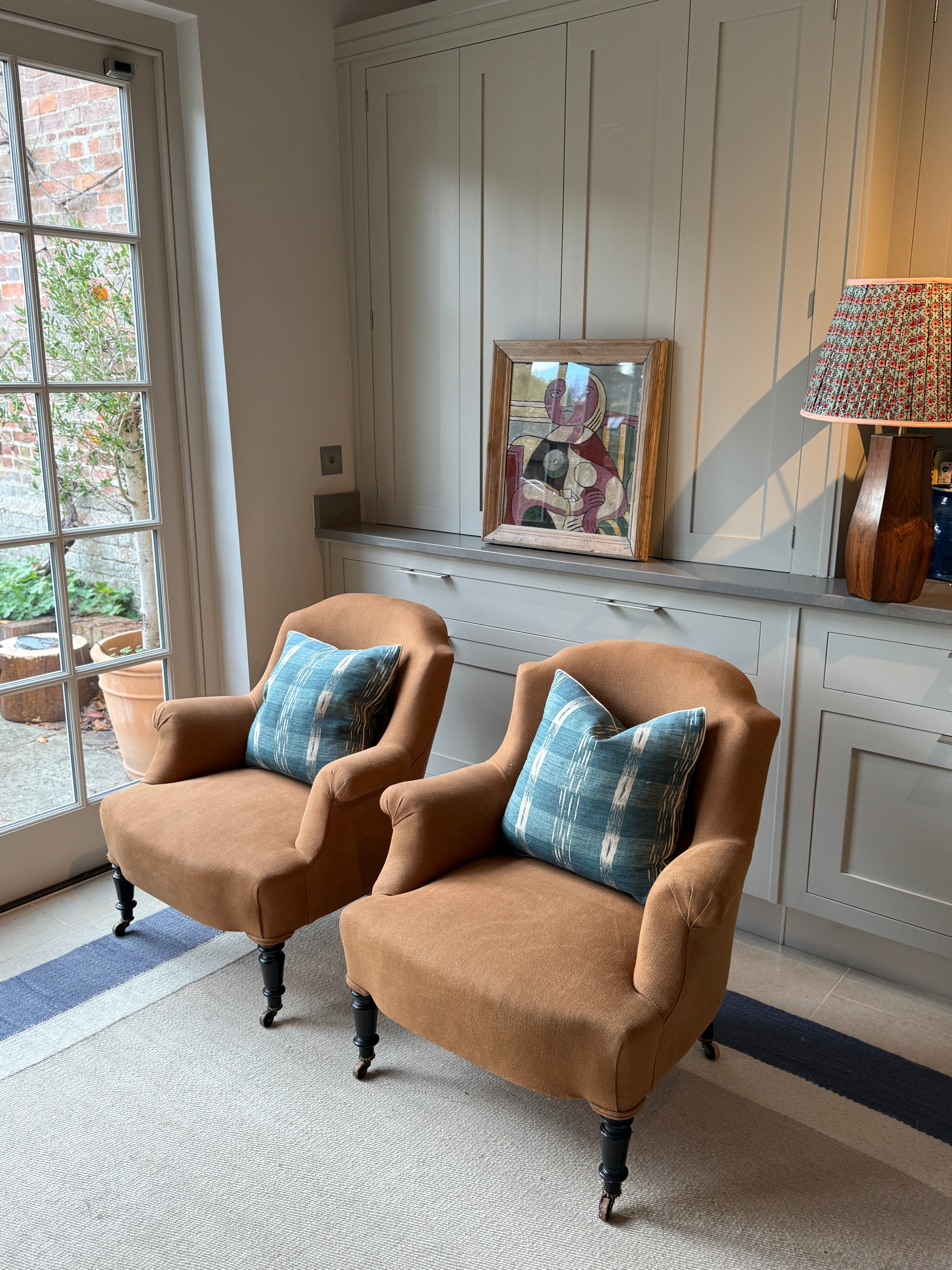 19th Century French Armchair in Rust Coloured Linen