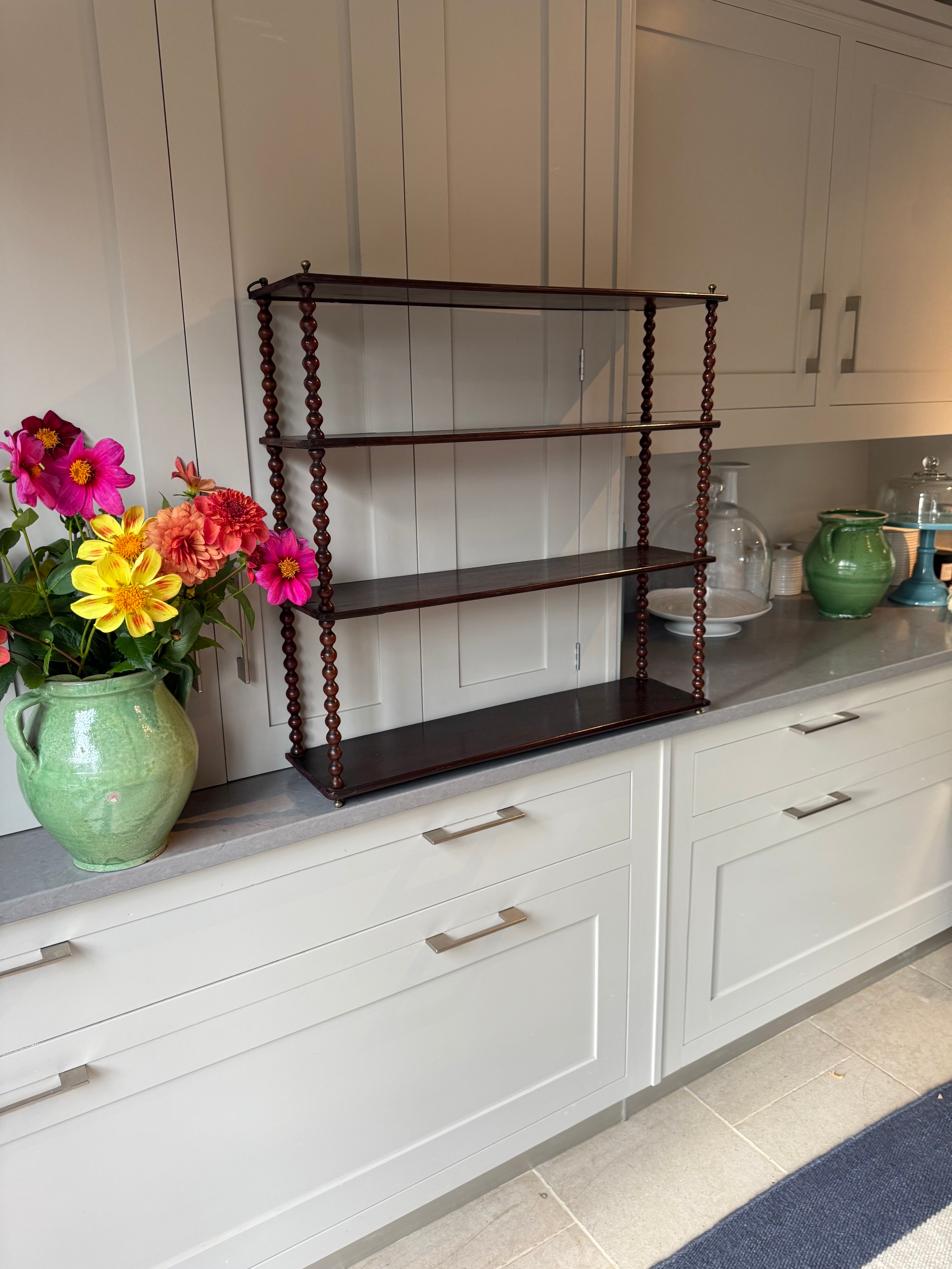 Large French Mahogany Wall Shelves
