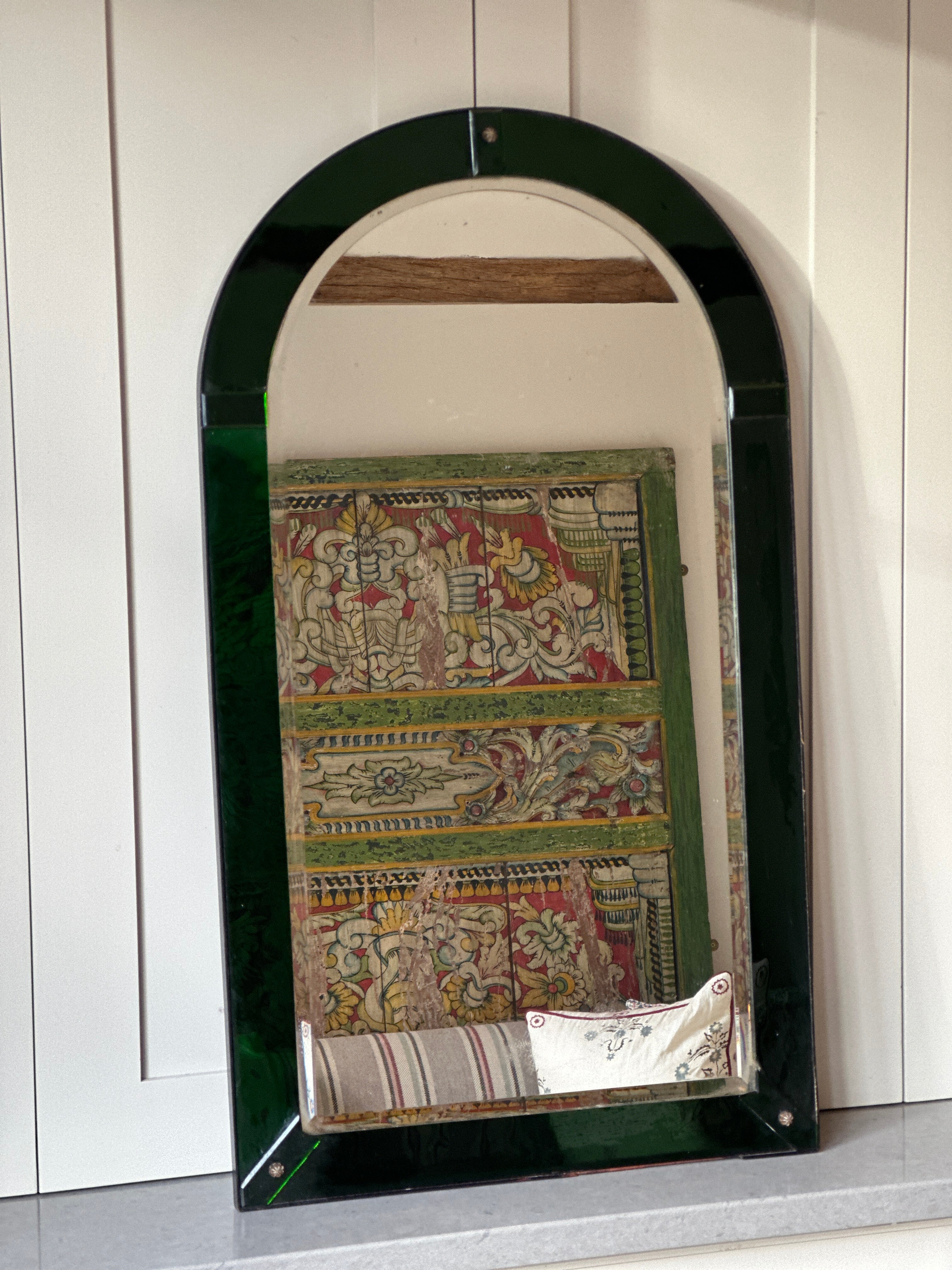 Art Deco Green Glass Mirror