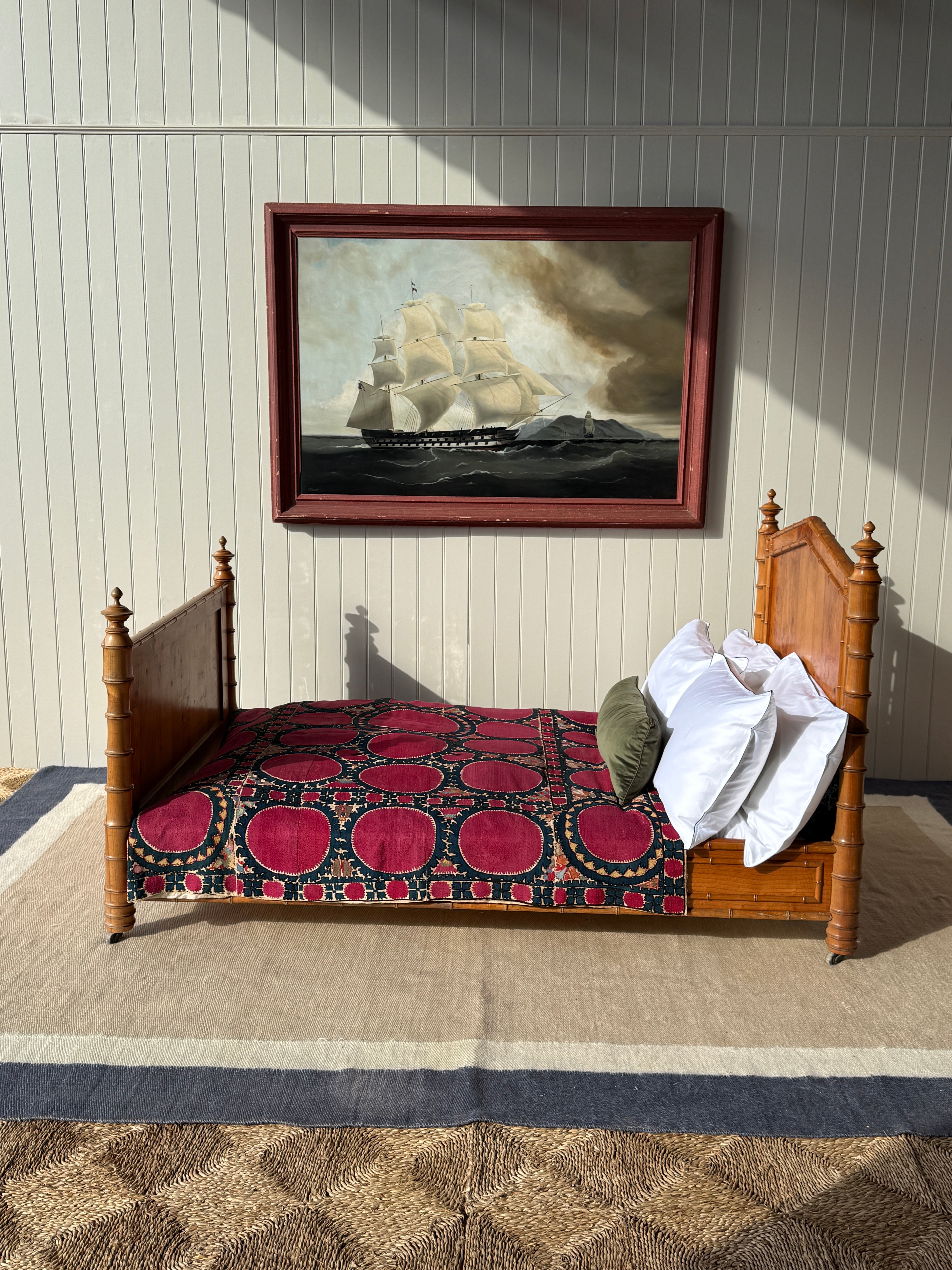 Large Single/ Small Double Faux Bamboo Bed