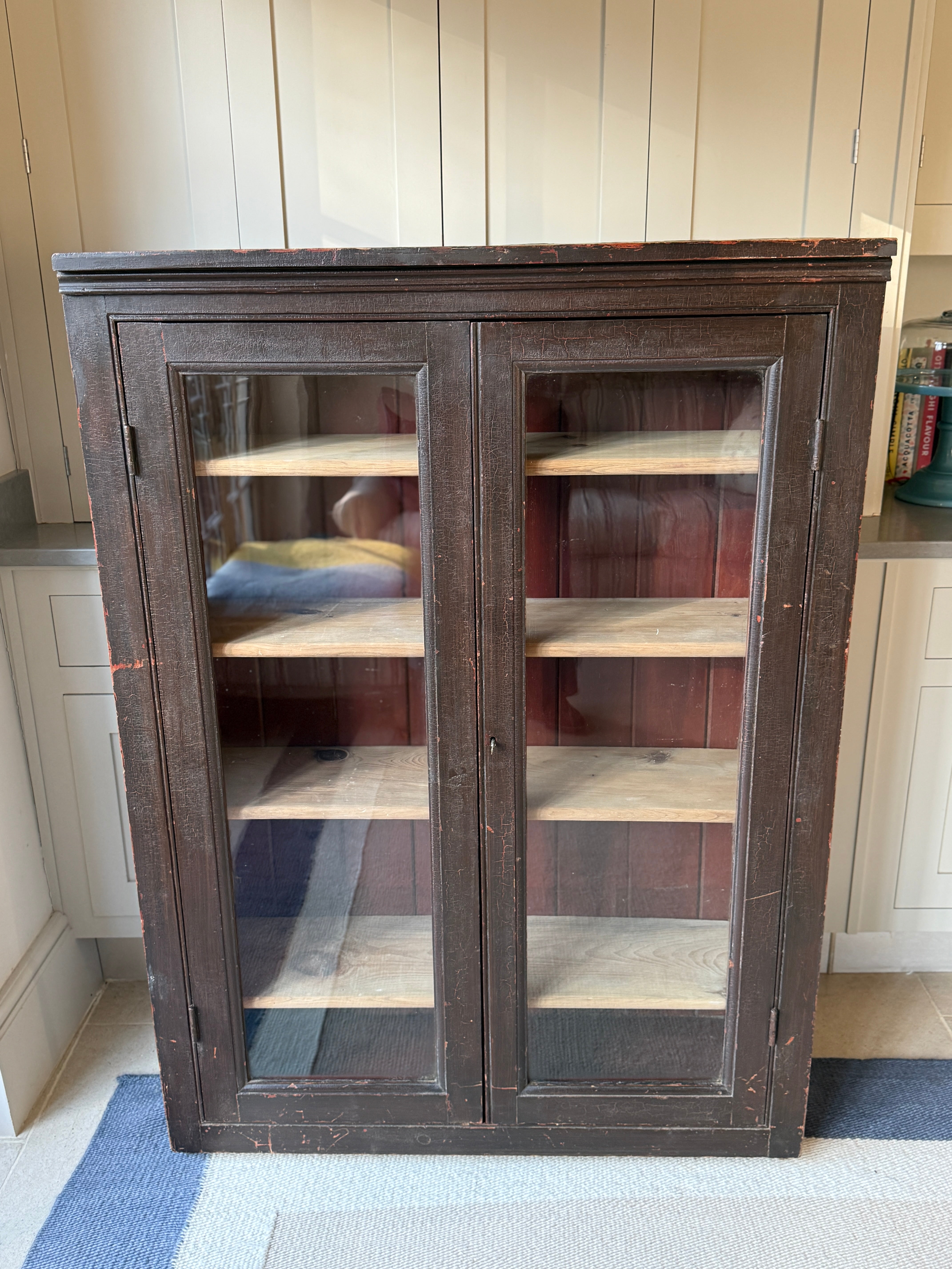 Antique Painted Pine Glazed Cabinet