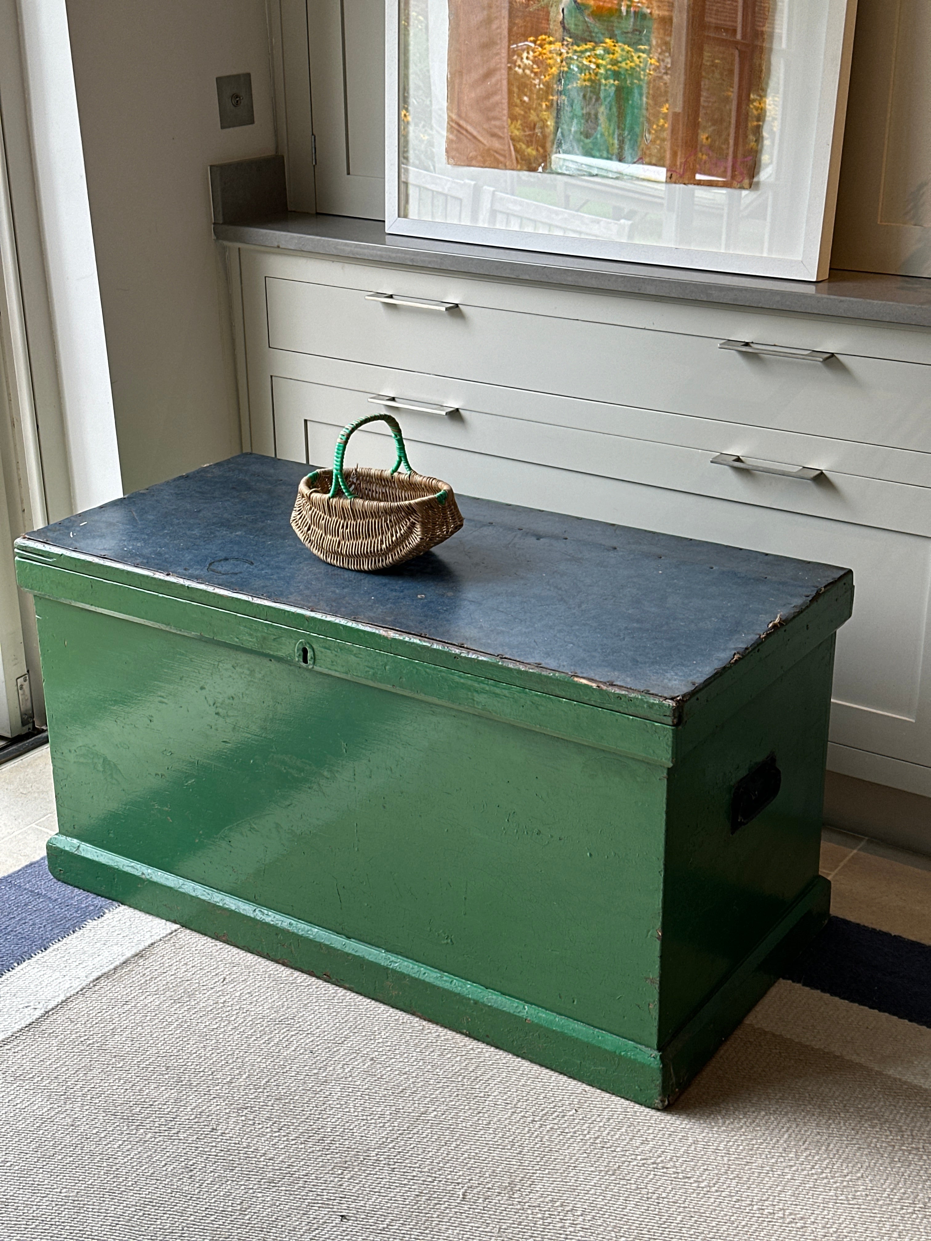 Large Antique Trunk in Green Gloss