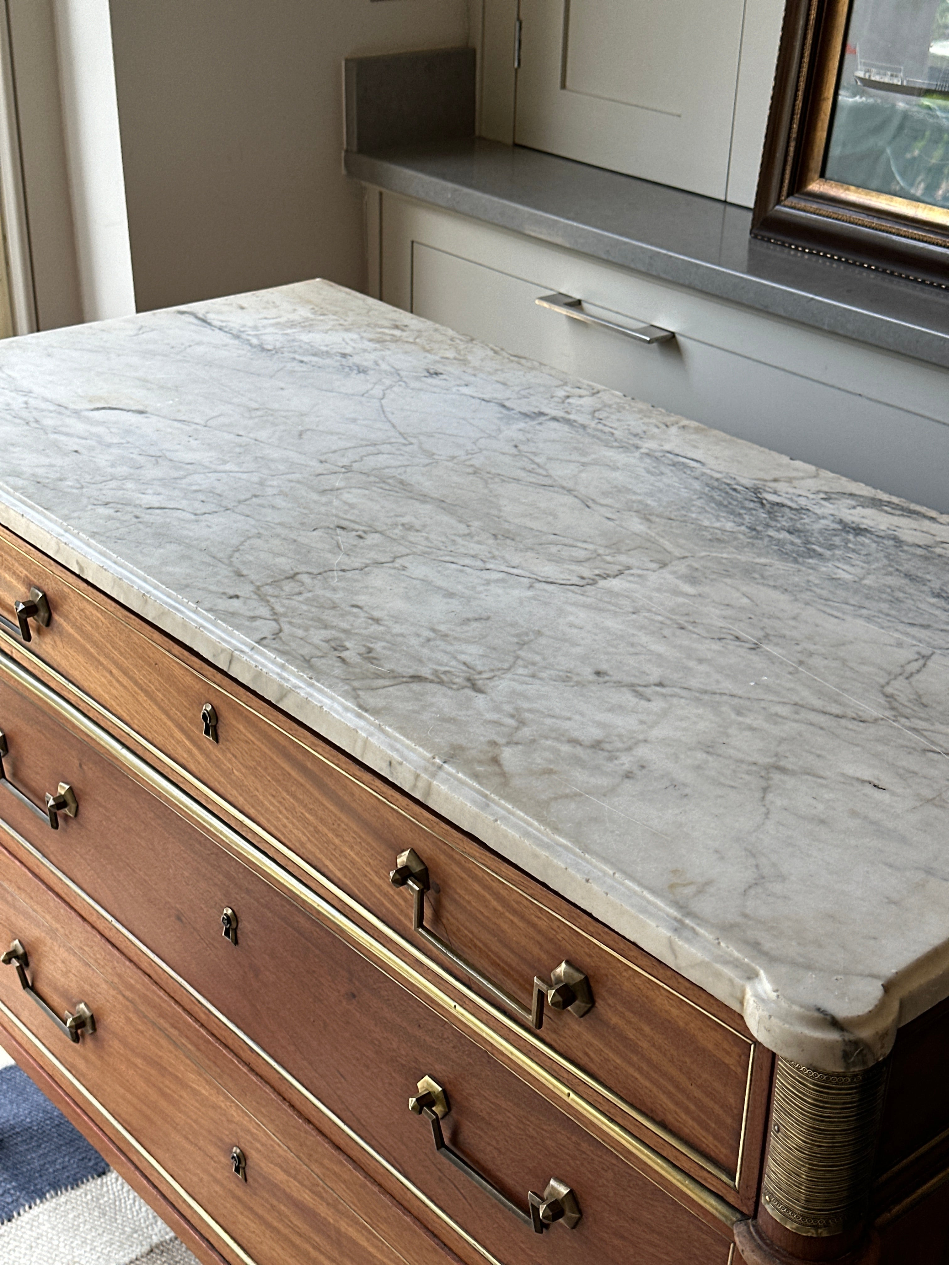 French Commode with White Marble Top