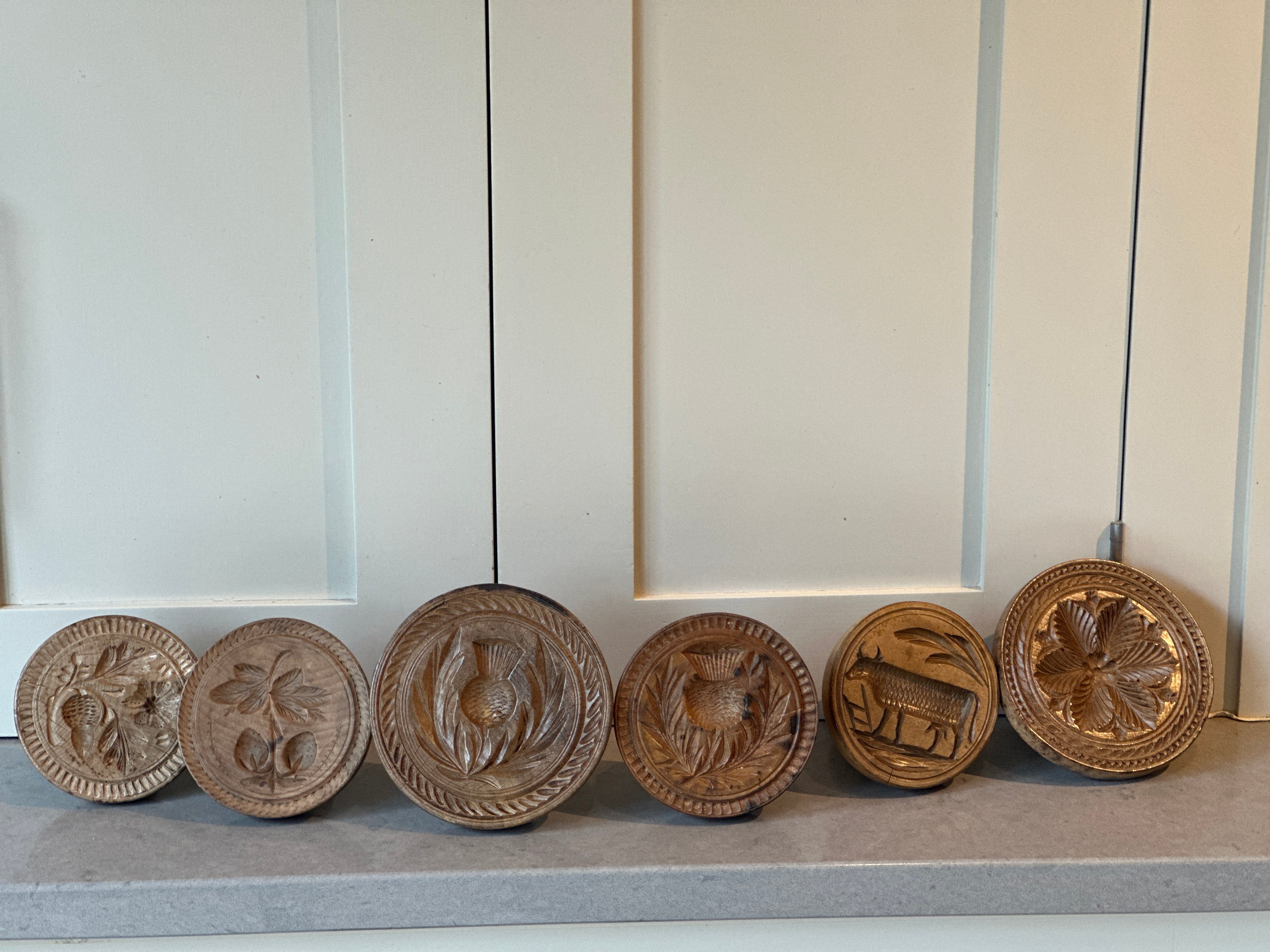 Decorative Collection of 6 Wooden Butter Stamps