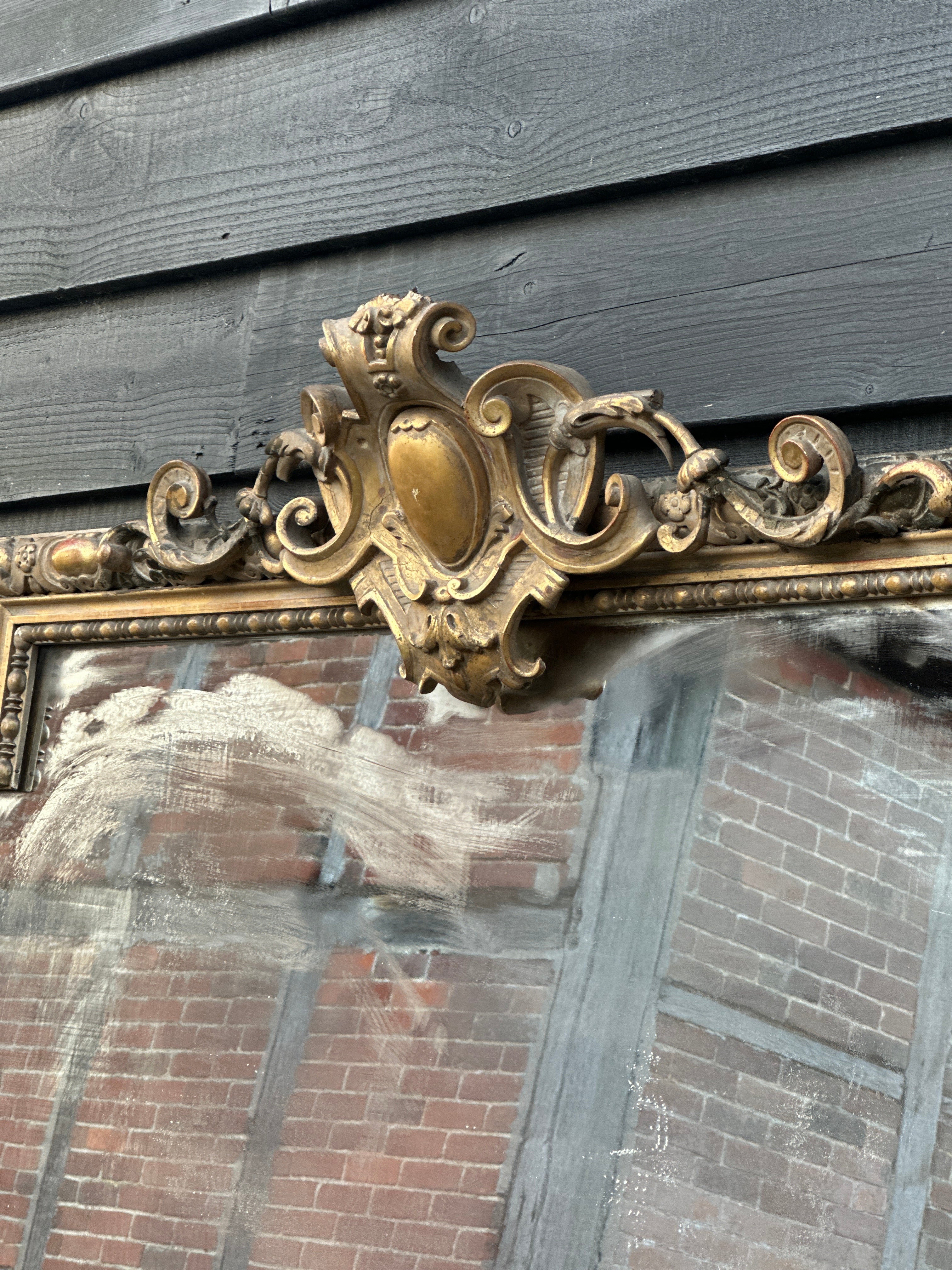 Huge French Gilt Mirror - Faded Grande Dame