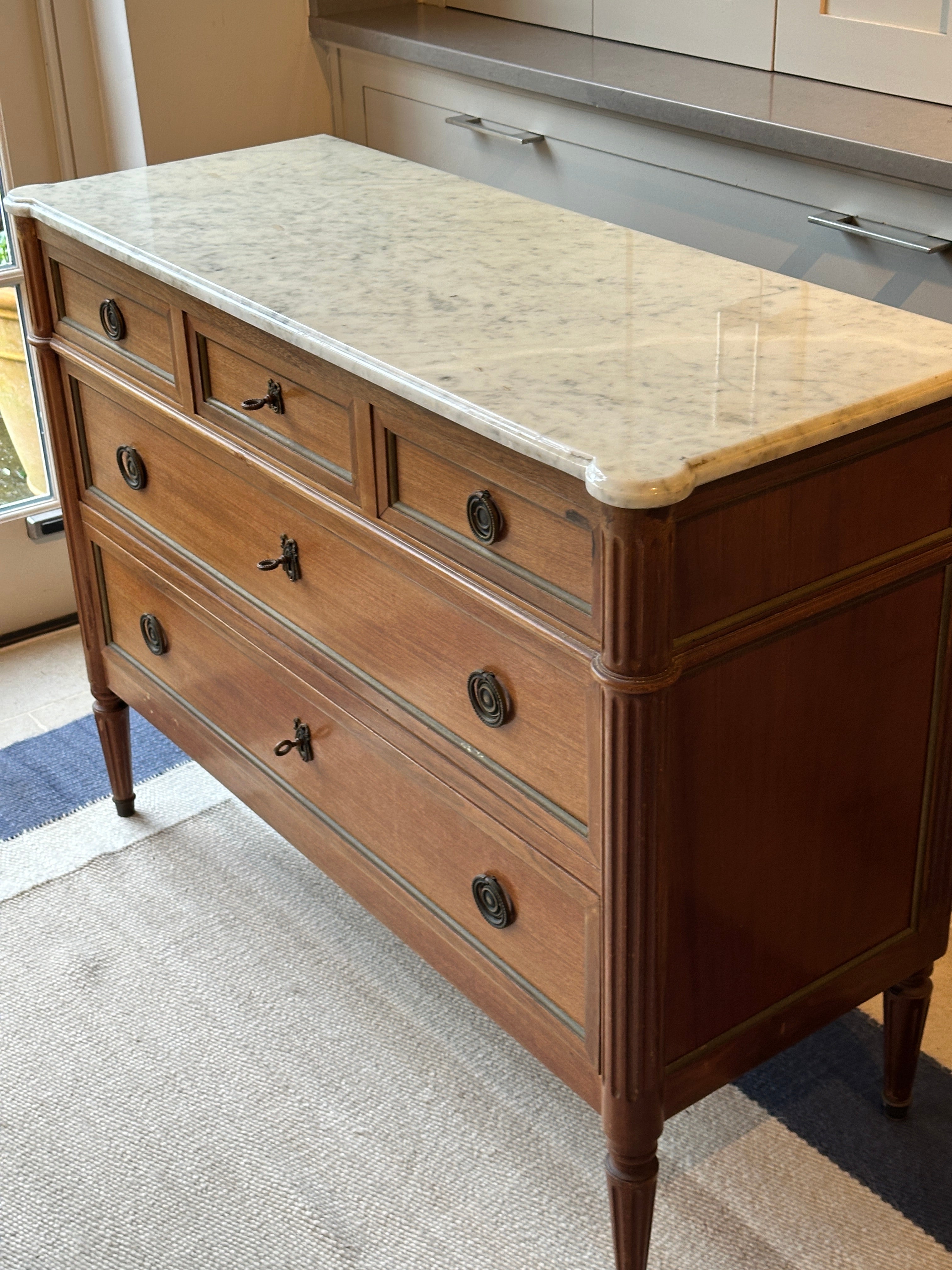 Small White Marble Topped Commode