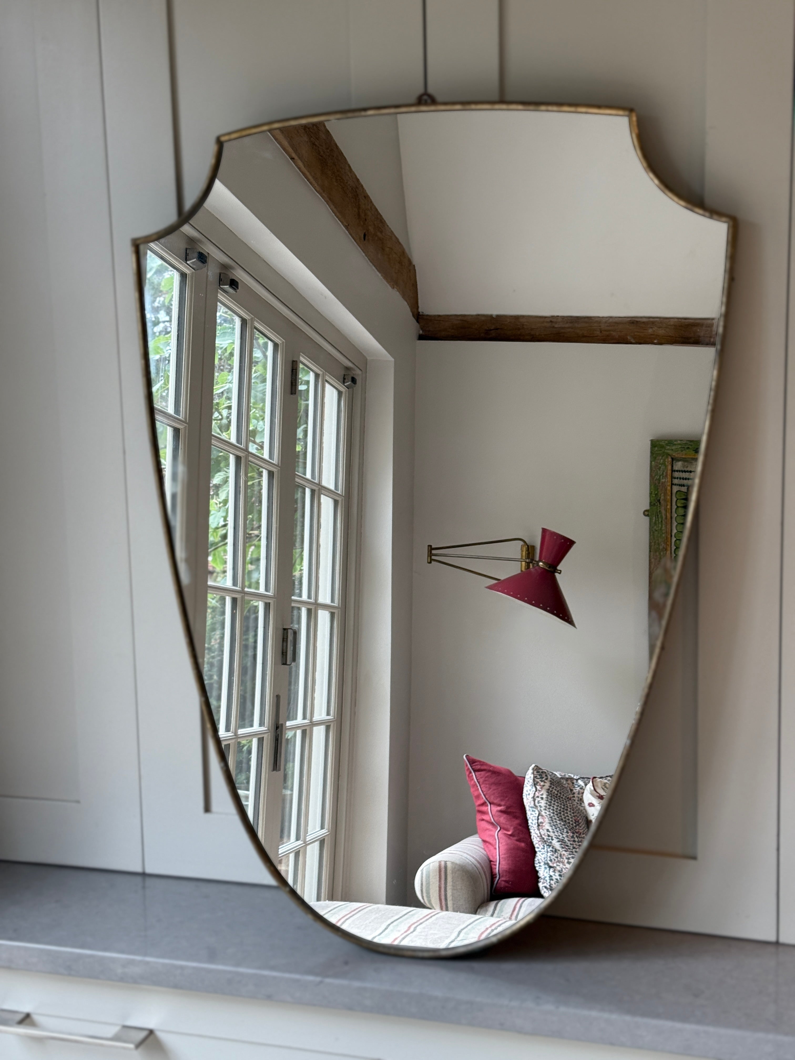 Italian 1950s Brass Shield Mirror