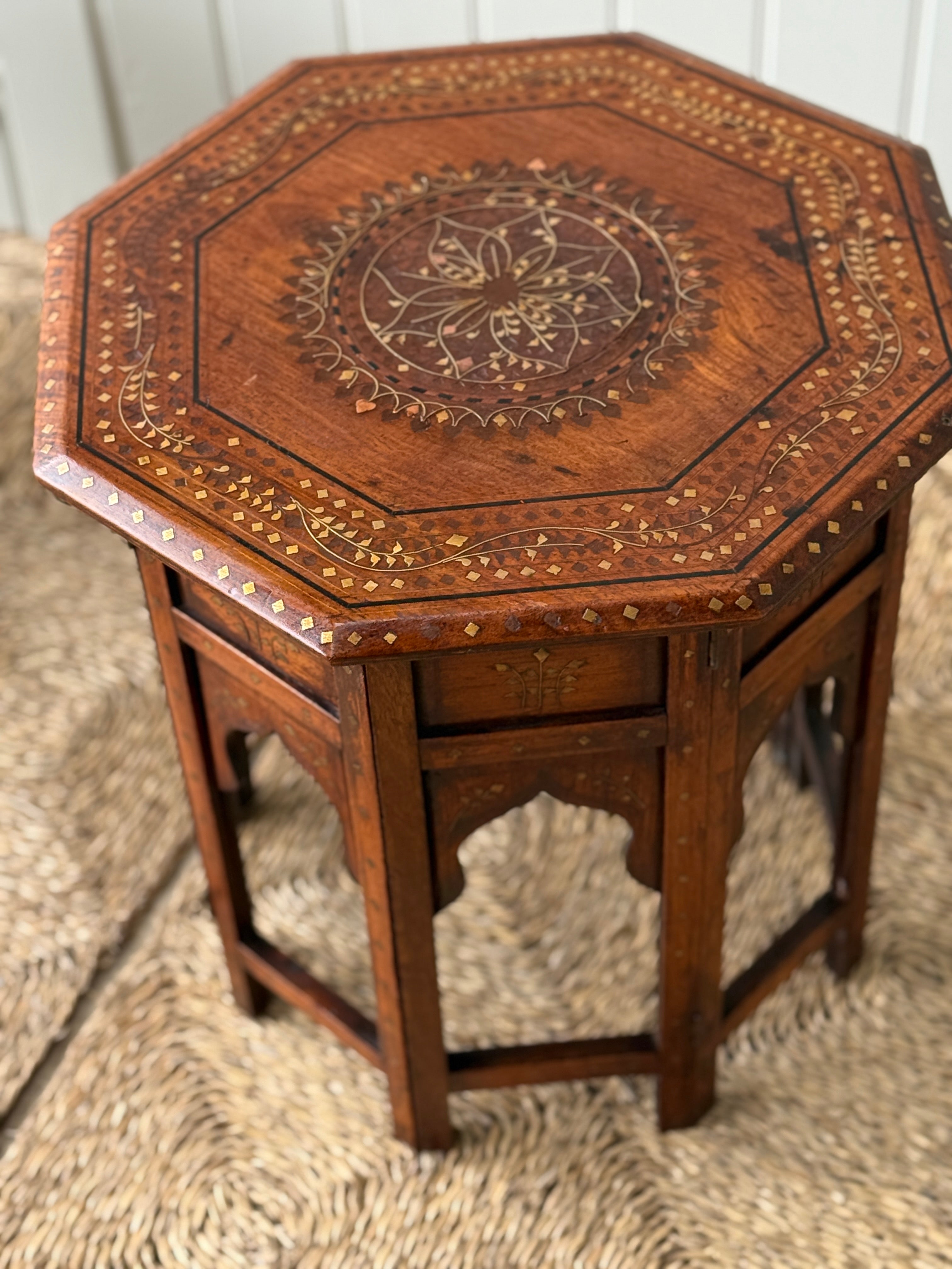 Hoshiarpur Side Table with brass inlay