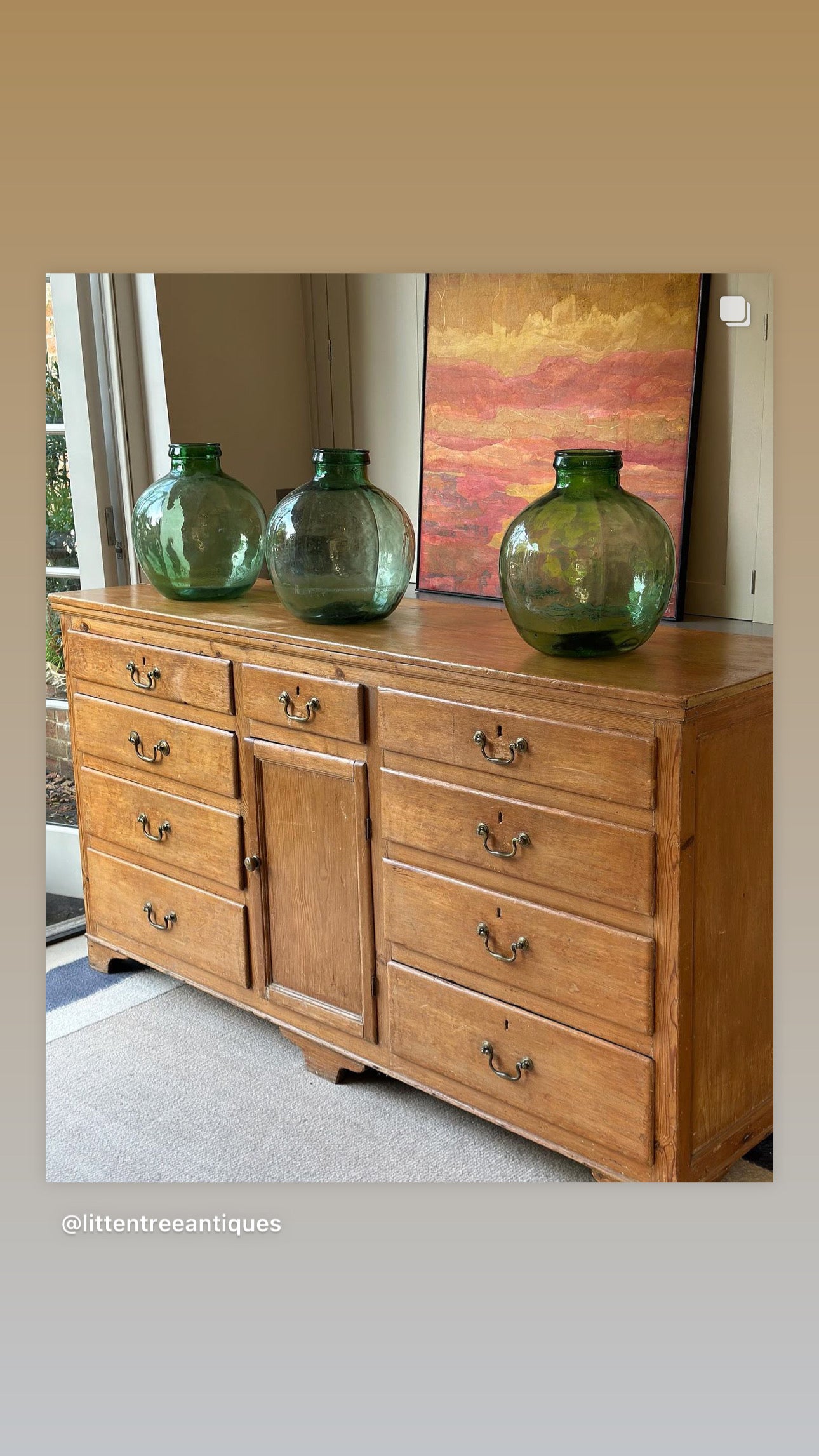 Large Antique Pine Sideboard with great patina