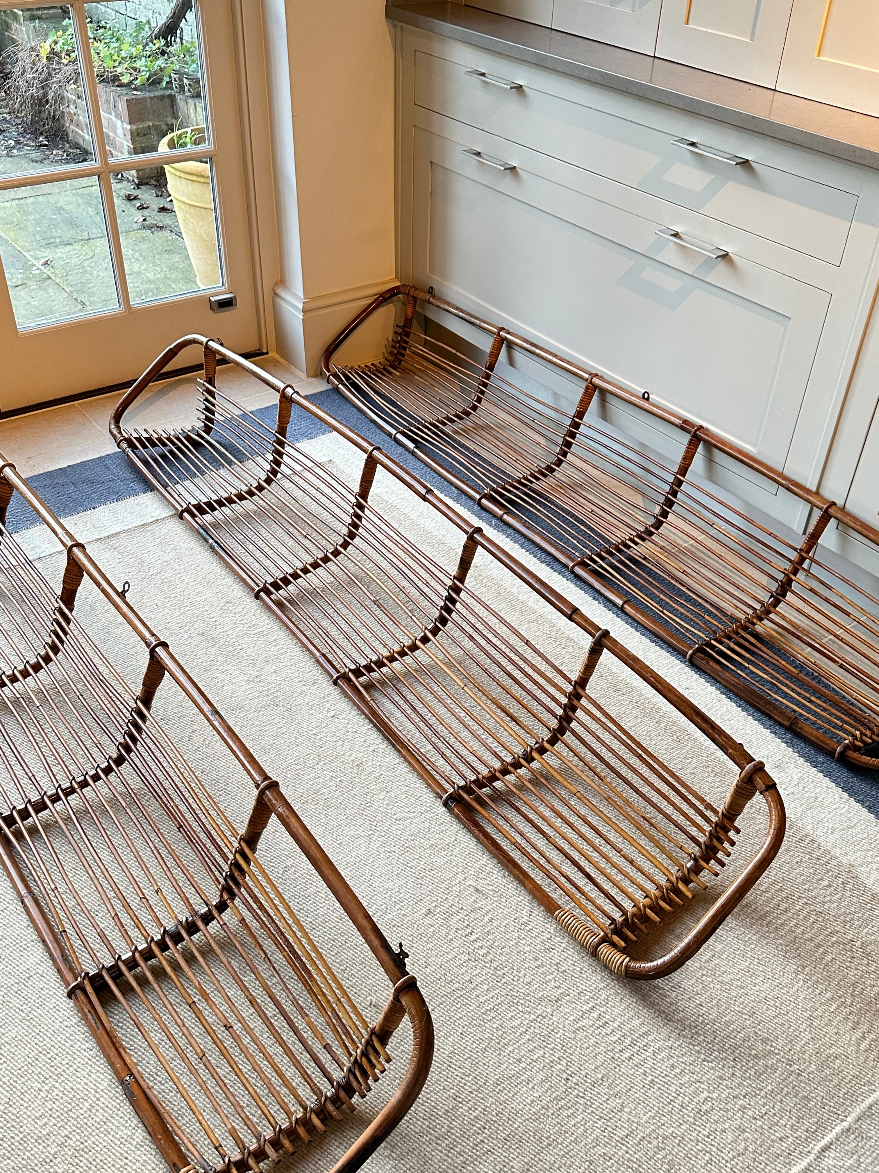 1960s Italian Rattan Overhead Shelves