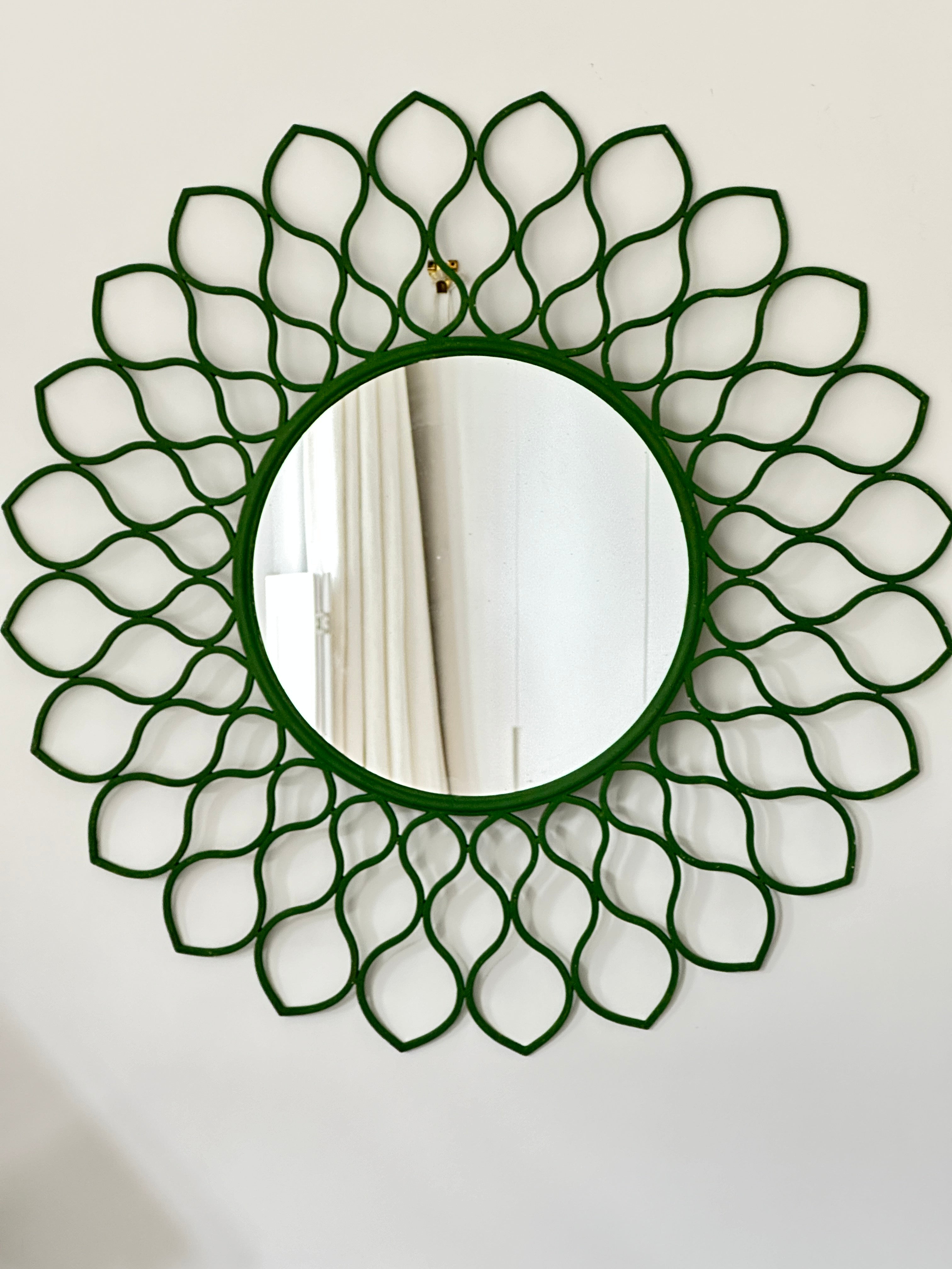 Green Painted Metal Mirror