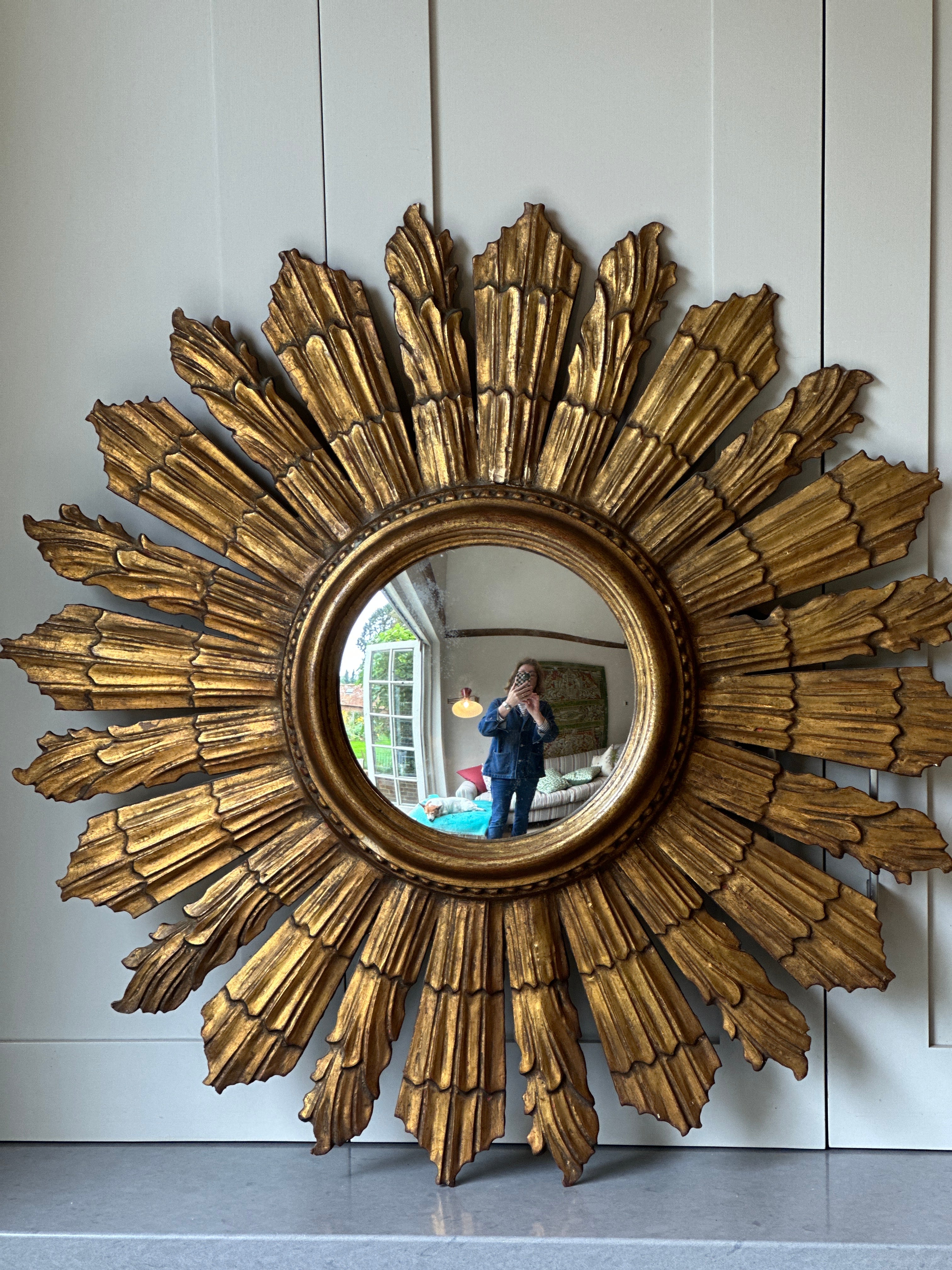 Mid Century Spanish Giltwood Starburst Mirror