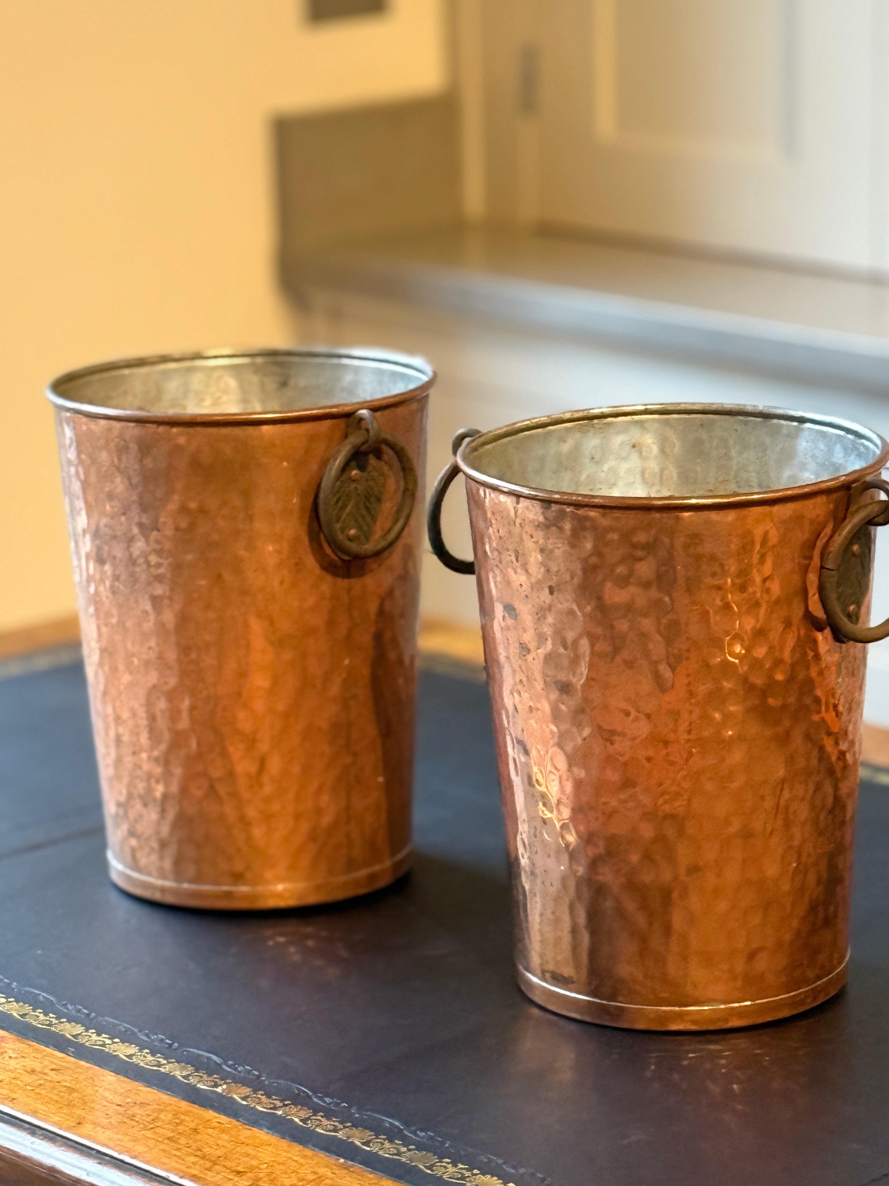 French Wine Buckets in Hammered Copper