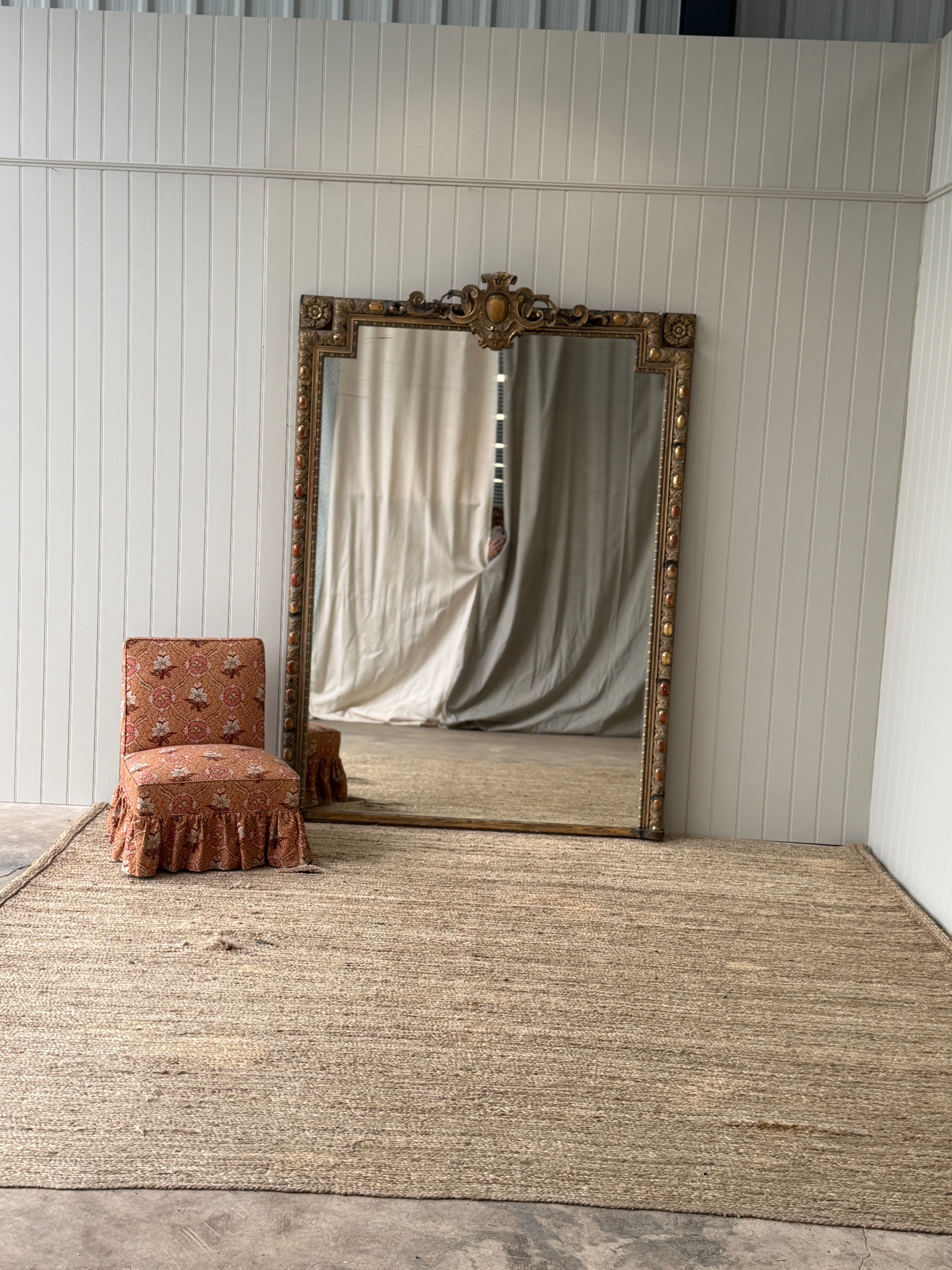 Huge French Gilt Mirror - Faded Grande Dame