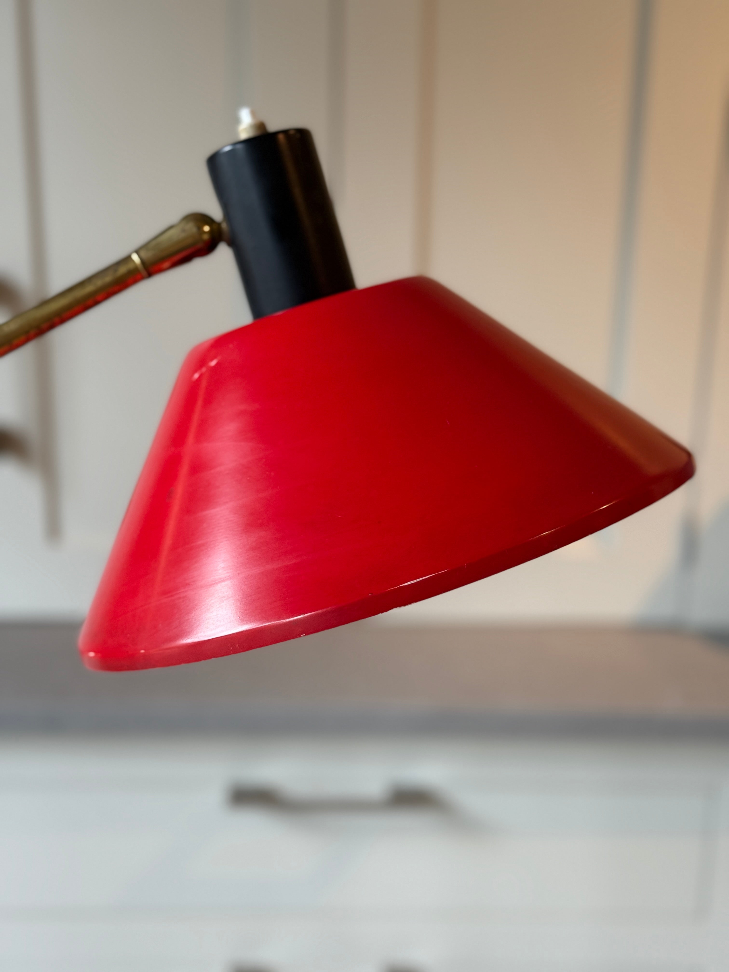Red 1950s Italian Floor Lamp by Stilux