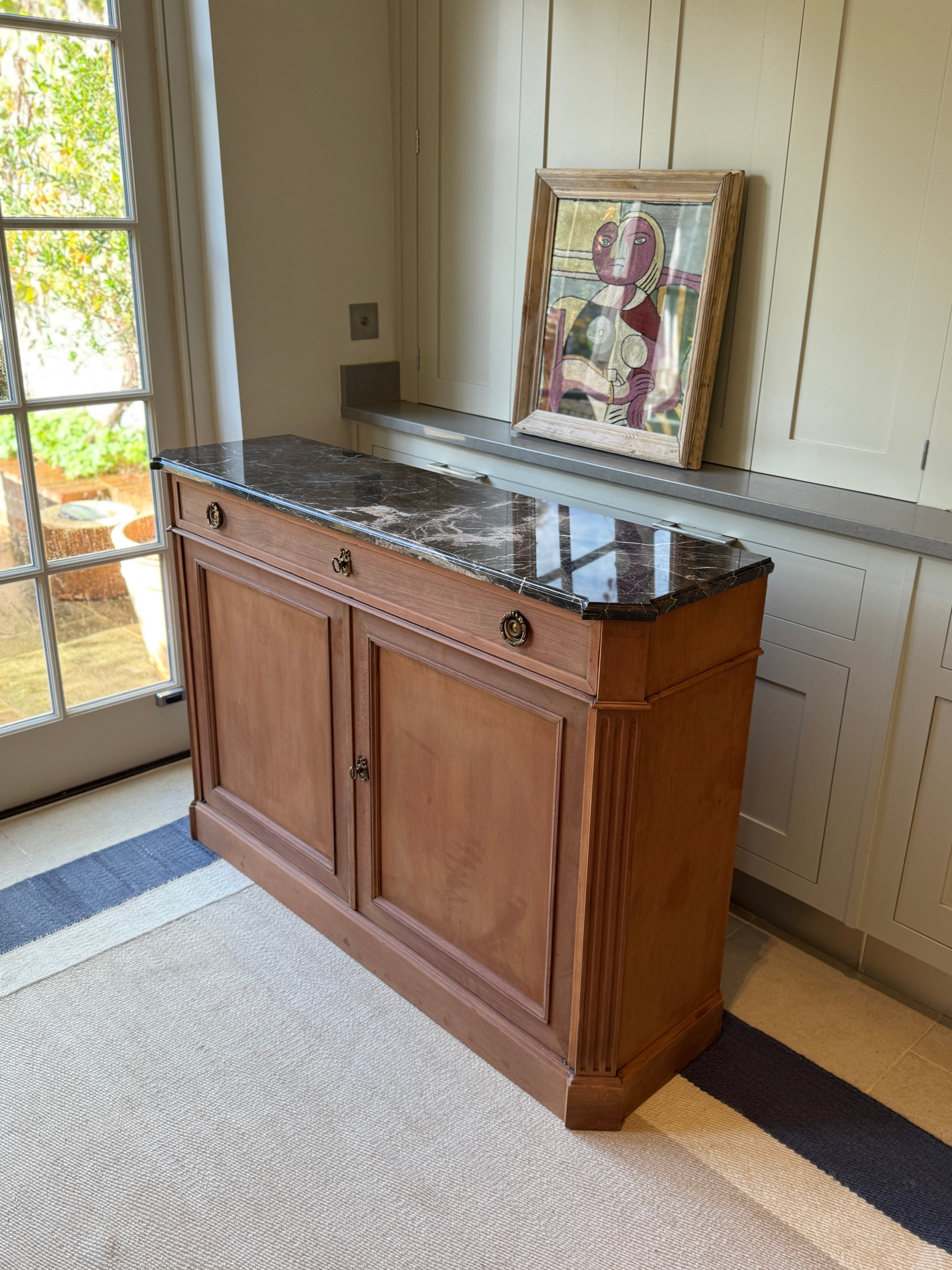 Slim French Marble Topped Side Board