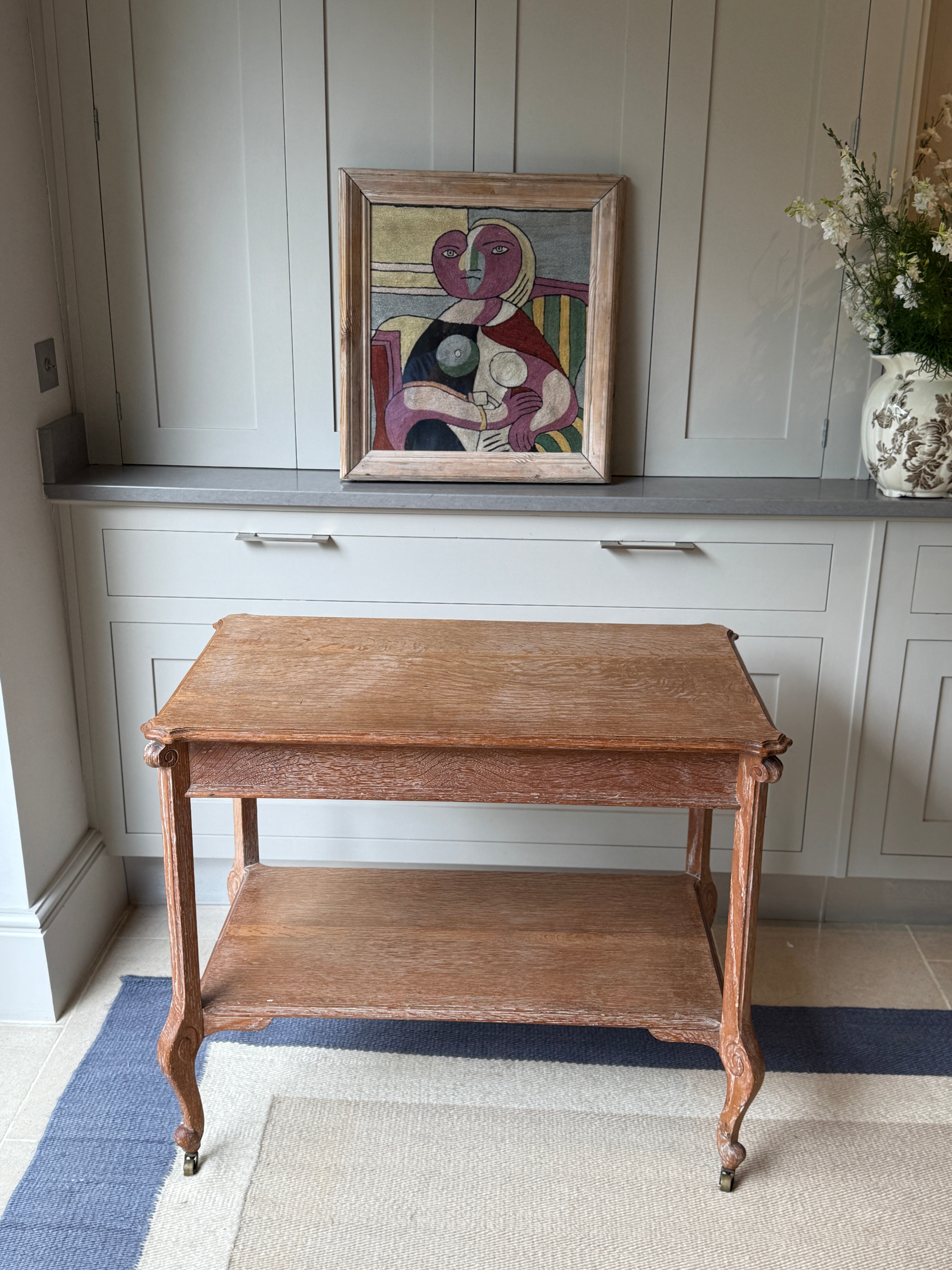 Lime Oak Etagere Table on Castors